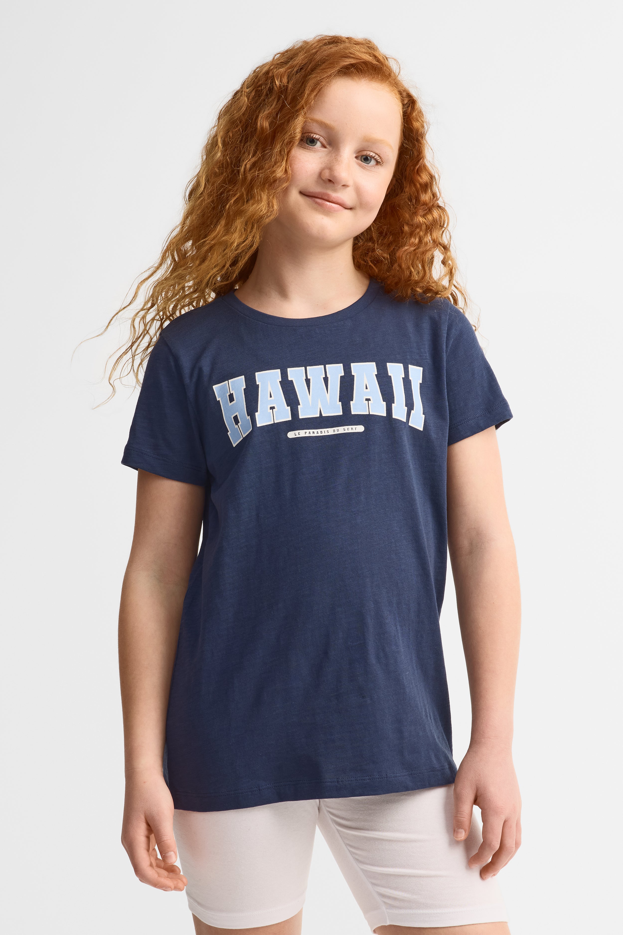 T-shirt col rond coton, 2/25$ - Ado fille && BLEU MARINE