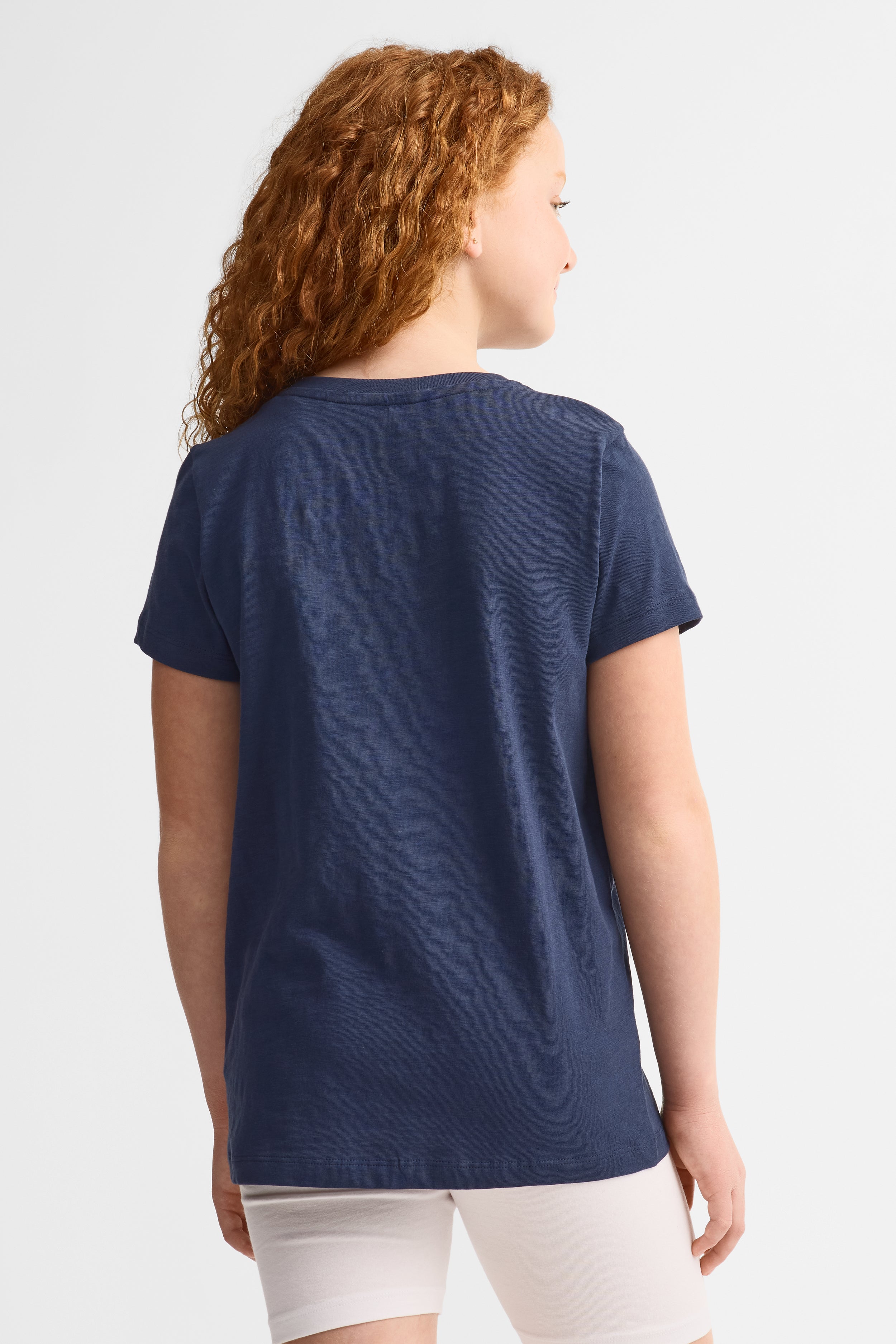 T-shirt col rond coton, 2/25$ - Ado fille && BLEU MARINE