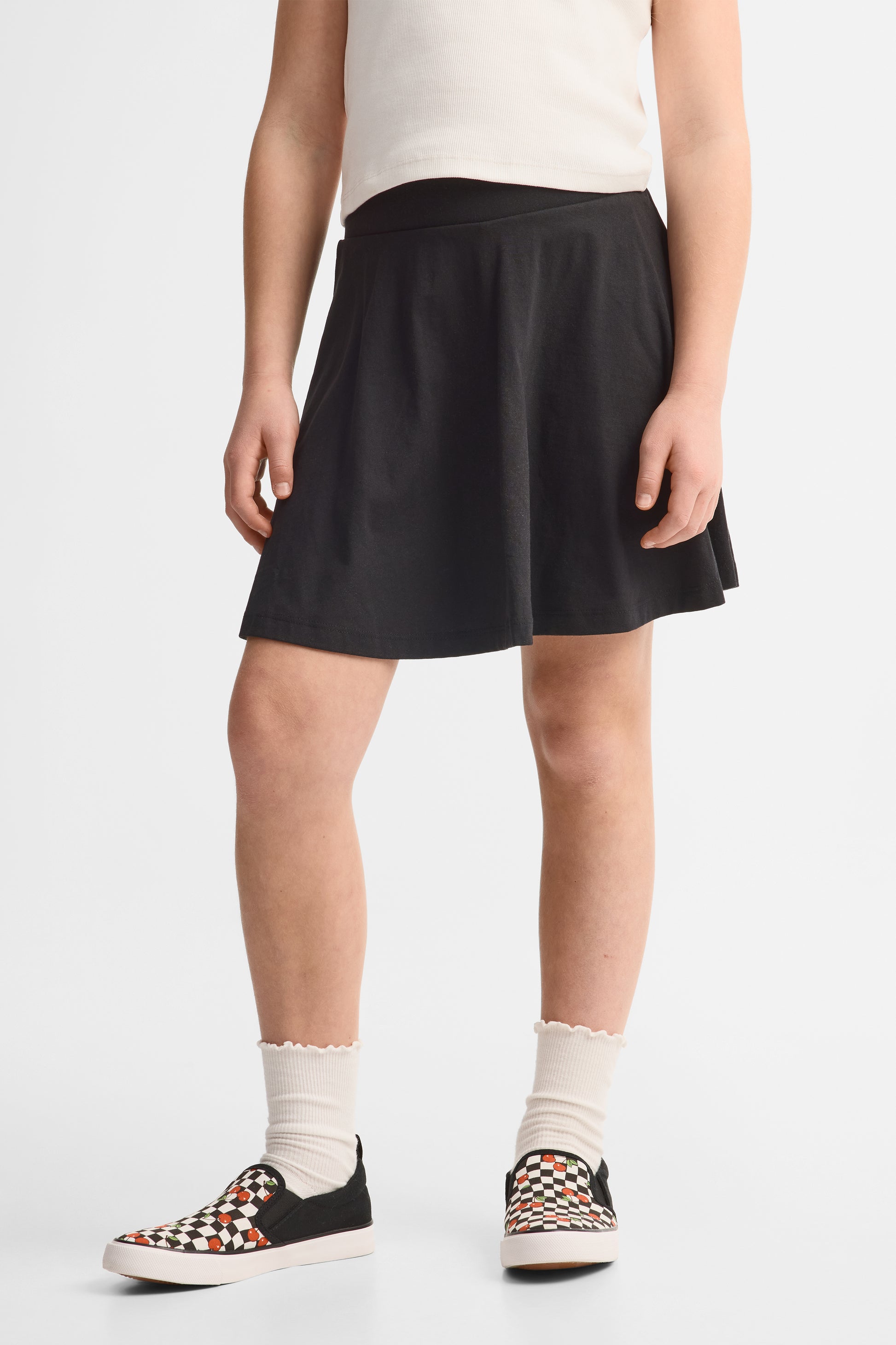 Jupe-short patineuse coton - Ado fille && NOIR