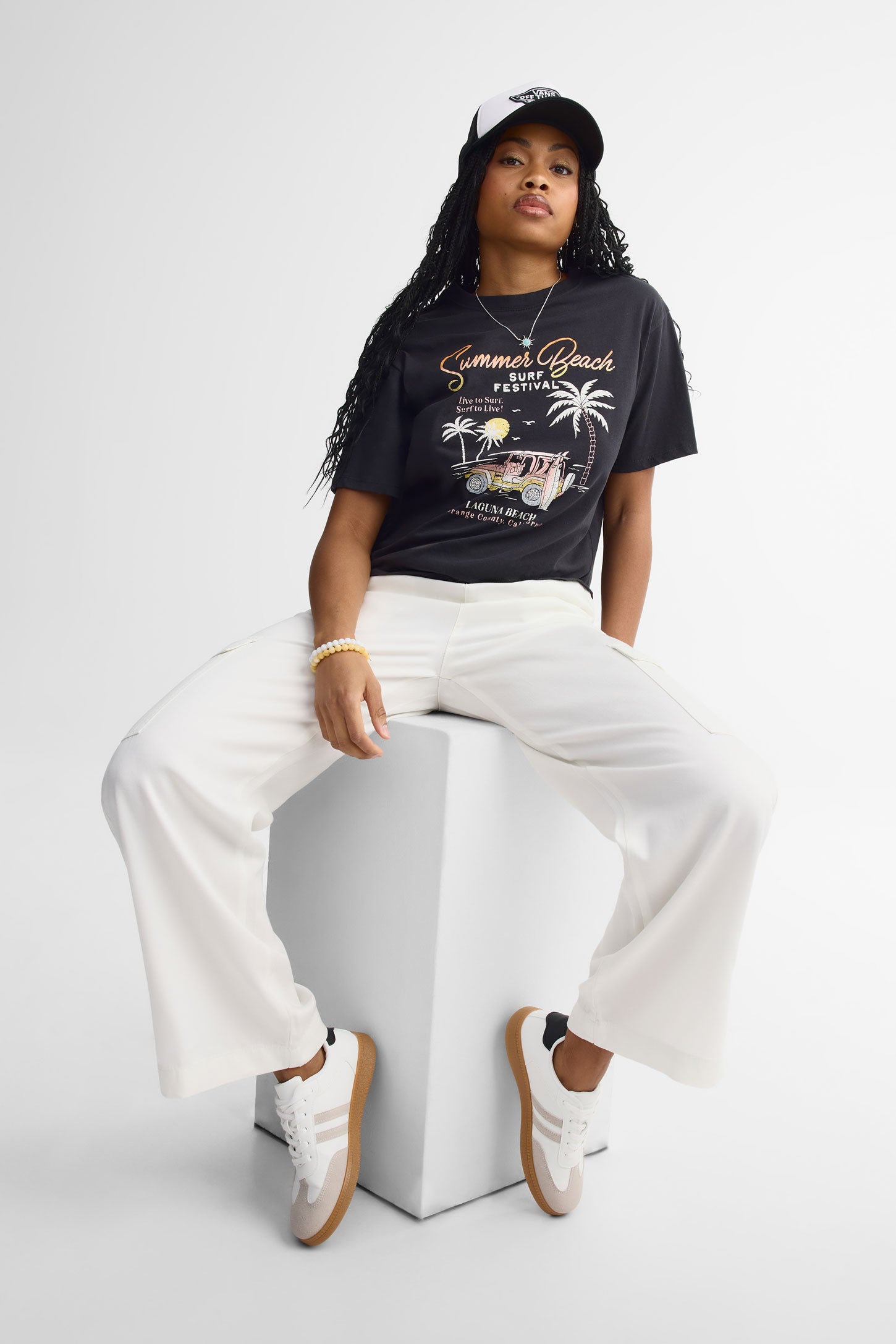 T-shirt coupe ''boyfriend'' - Femme && NOIR