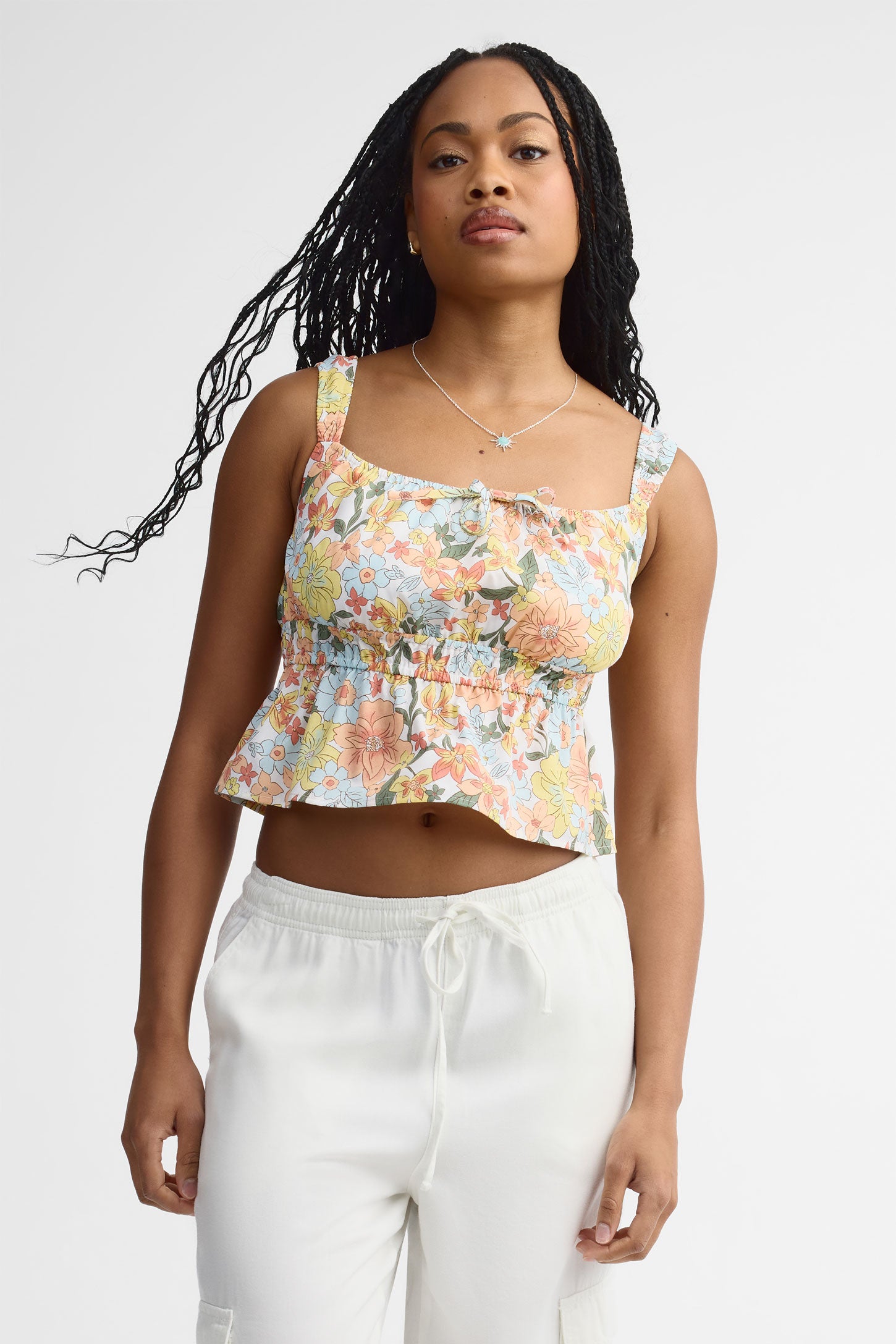 Camisole peplum challis - Femme && MULTICOLORE