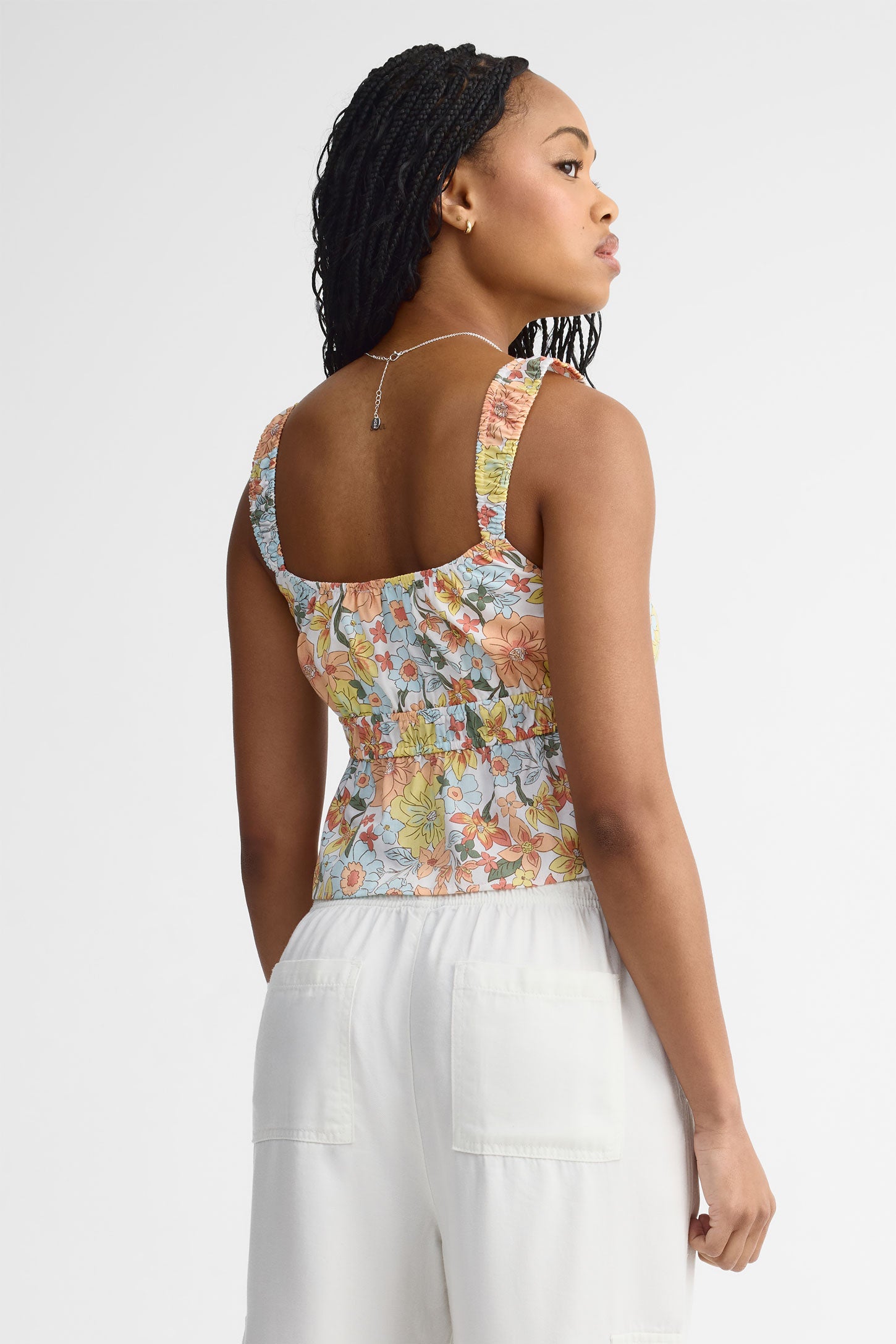 Camisole peplum challis - Femme && MULTICOLORE