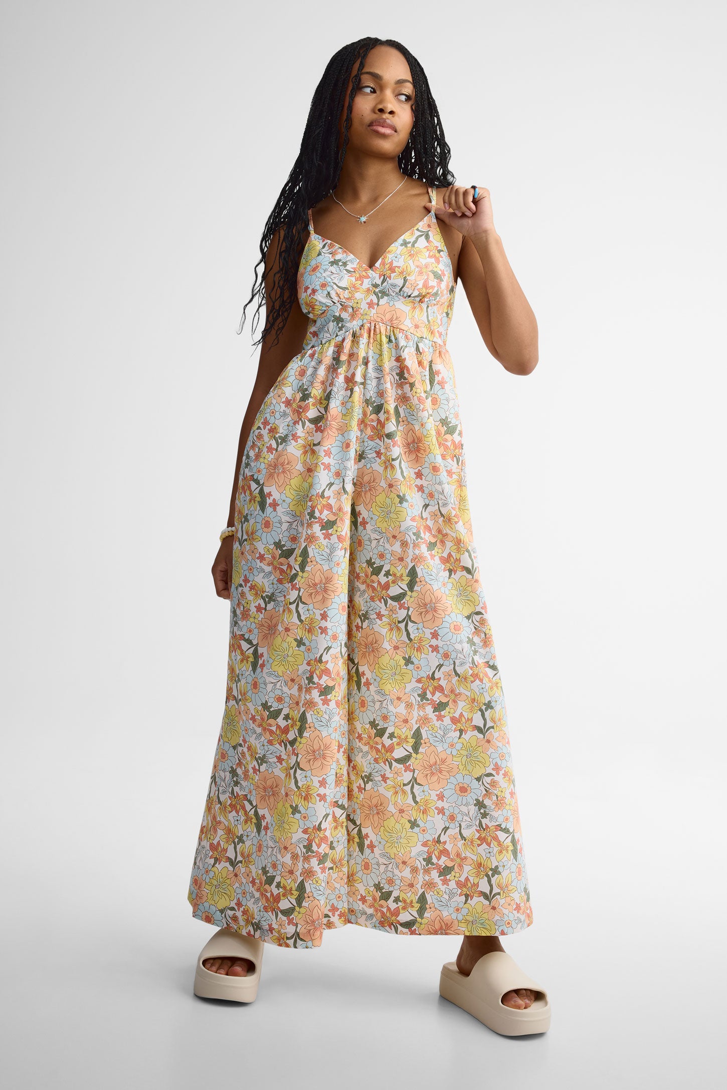 Combinaison jambe large challis - Femme && MULTICOLORE