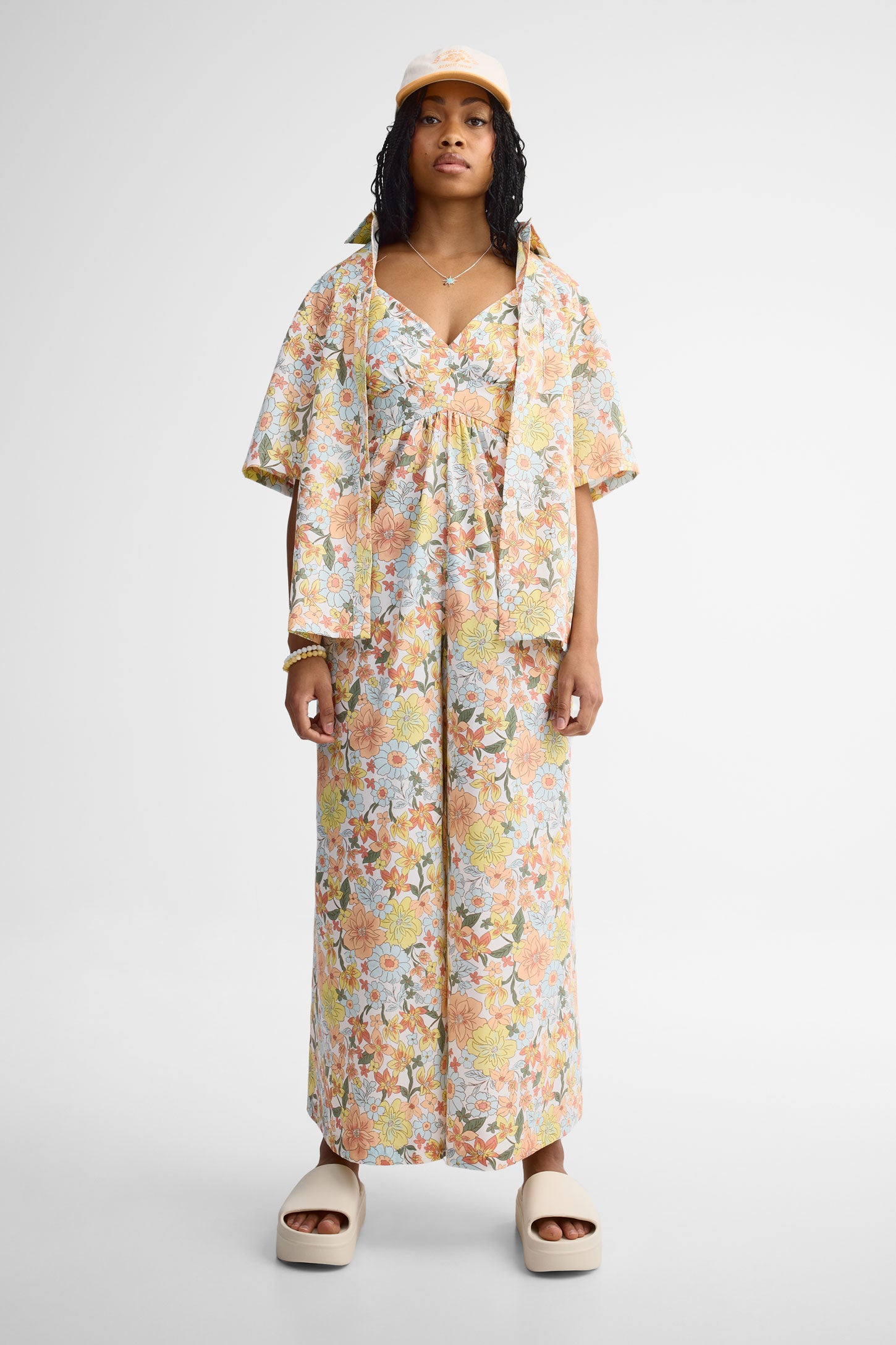 Combinaison jambe large challis - Femme && MULTICOLORE