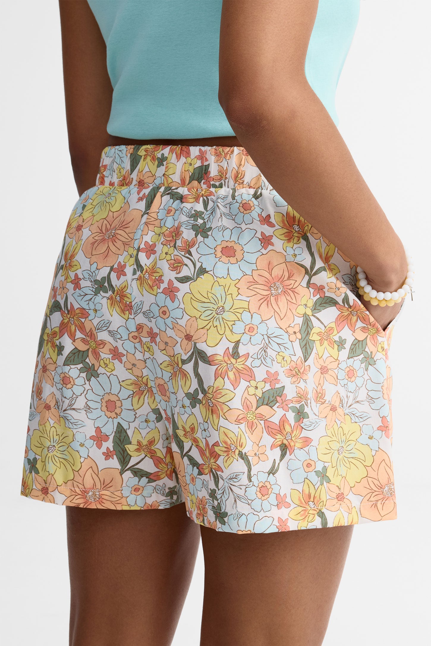Short taille haute challis- Femme && MULTICOLORE