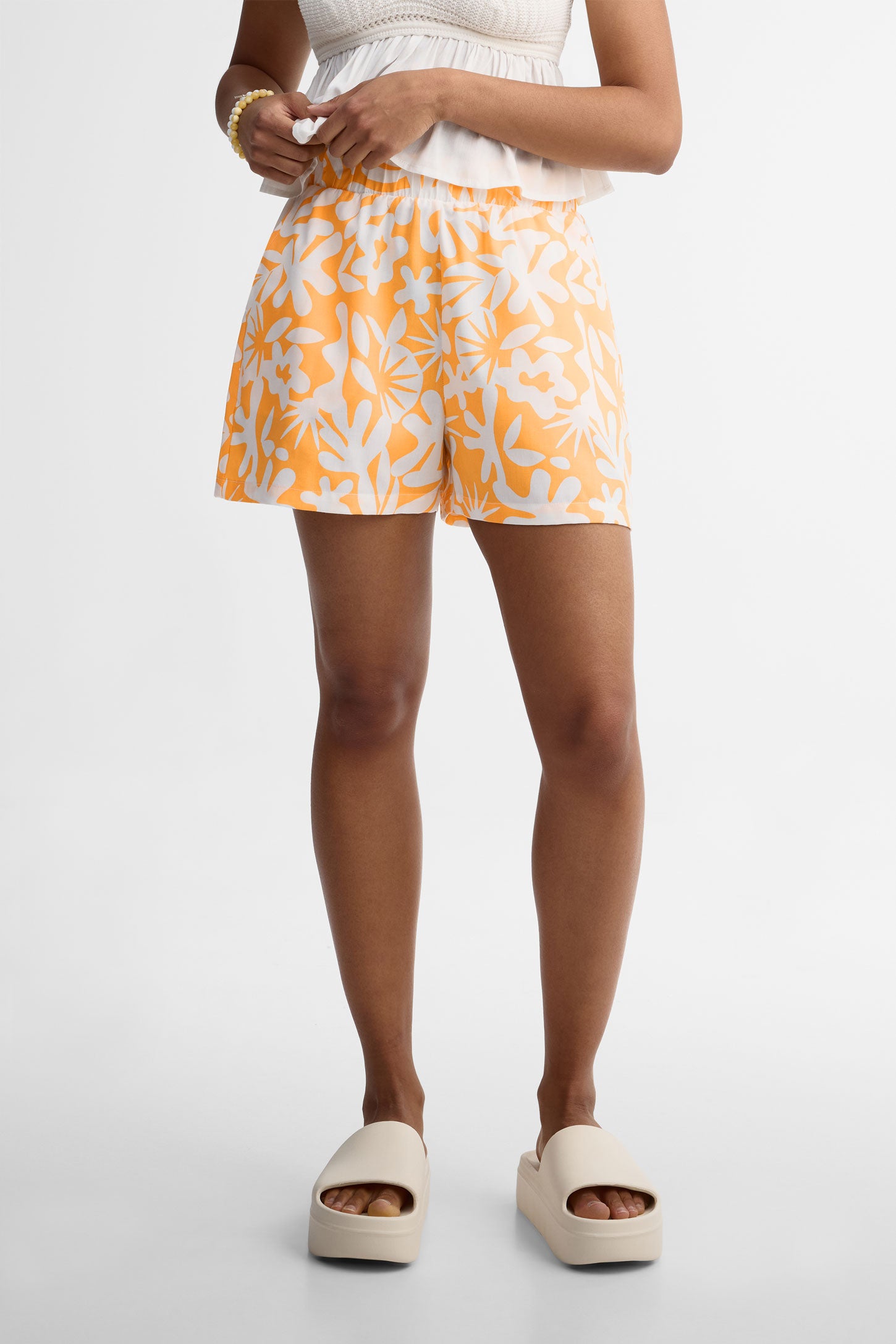 Short taille haute challis- Femme && JAUNE/MULTI