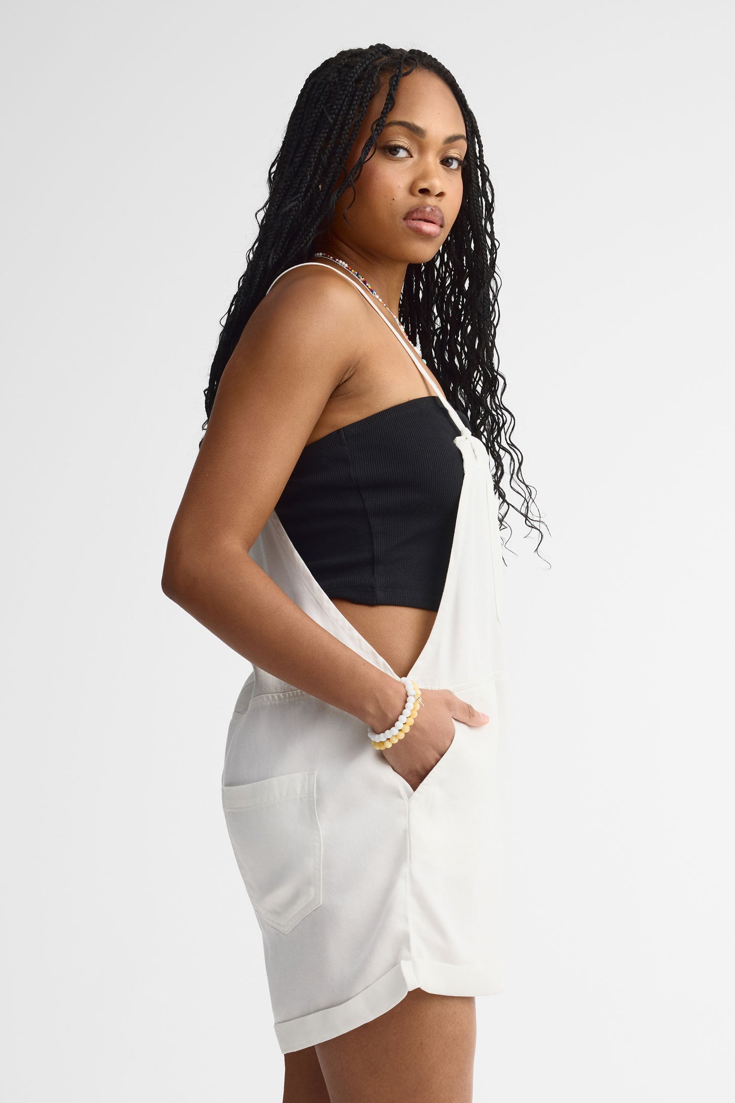 Combi-short ample coton – Femme && BLANC