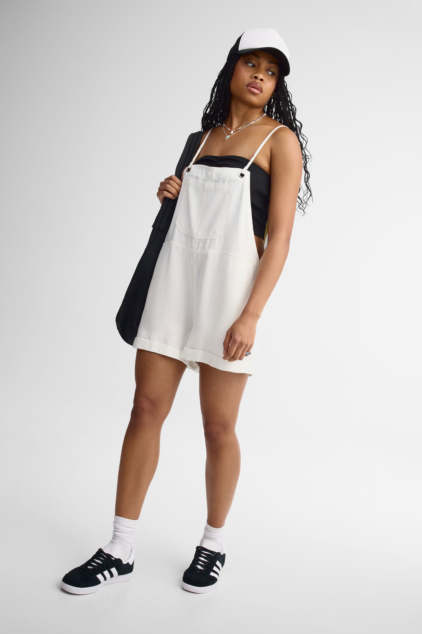 Combi-short ample coton – Femme && BLANC
