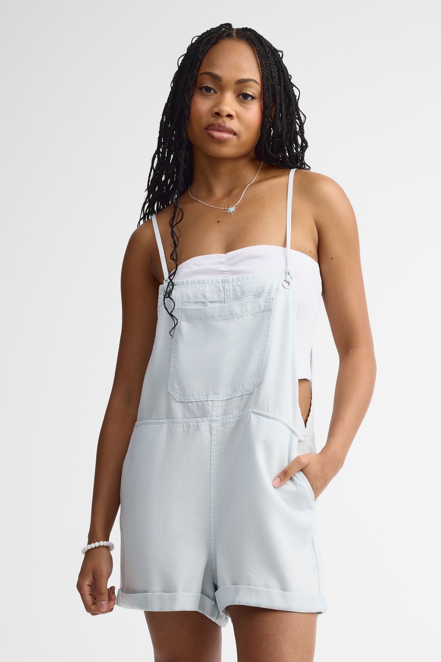 Combi-short ample coton – Femme && BLEU PALE