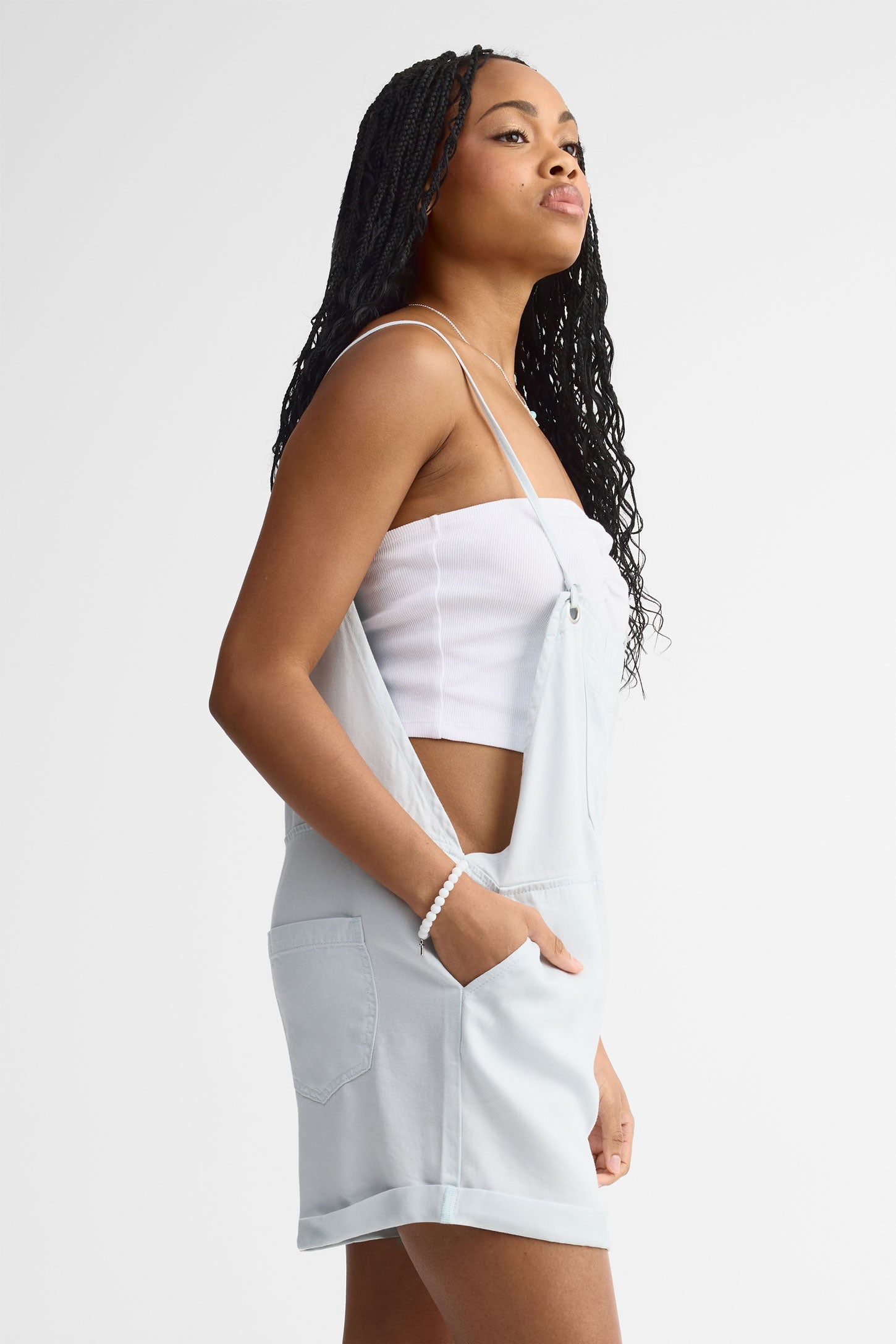 Combi-short ample coton – Femme && BLEU PALE