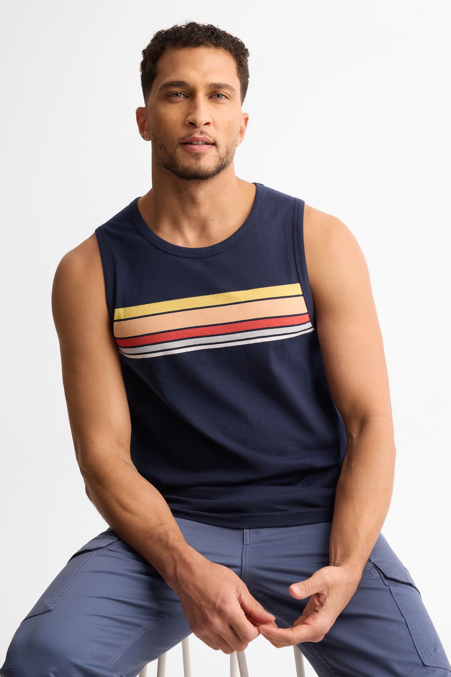 Camisole col rond coton, 2/30$ - Homme && MARIN/MULTI
