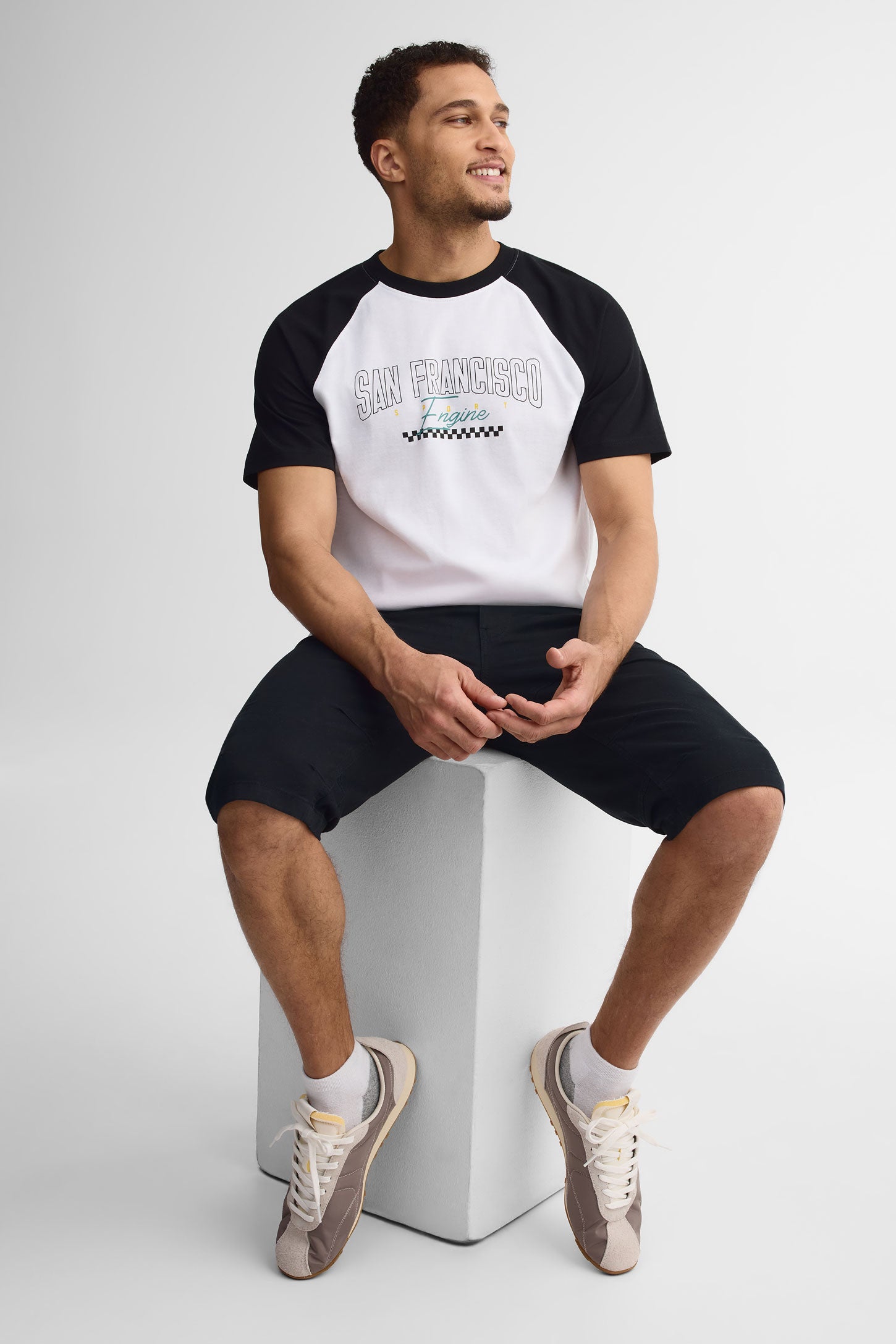 T-shirt col rond coton, 2/30$ - Homme && BLANC MULTI