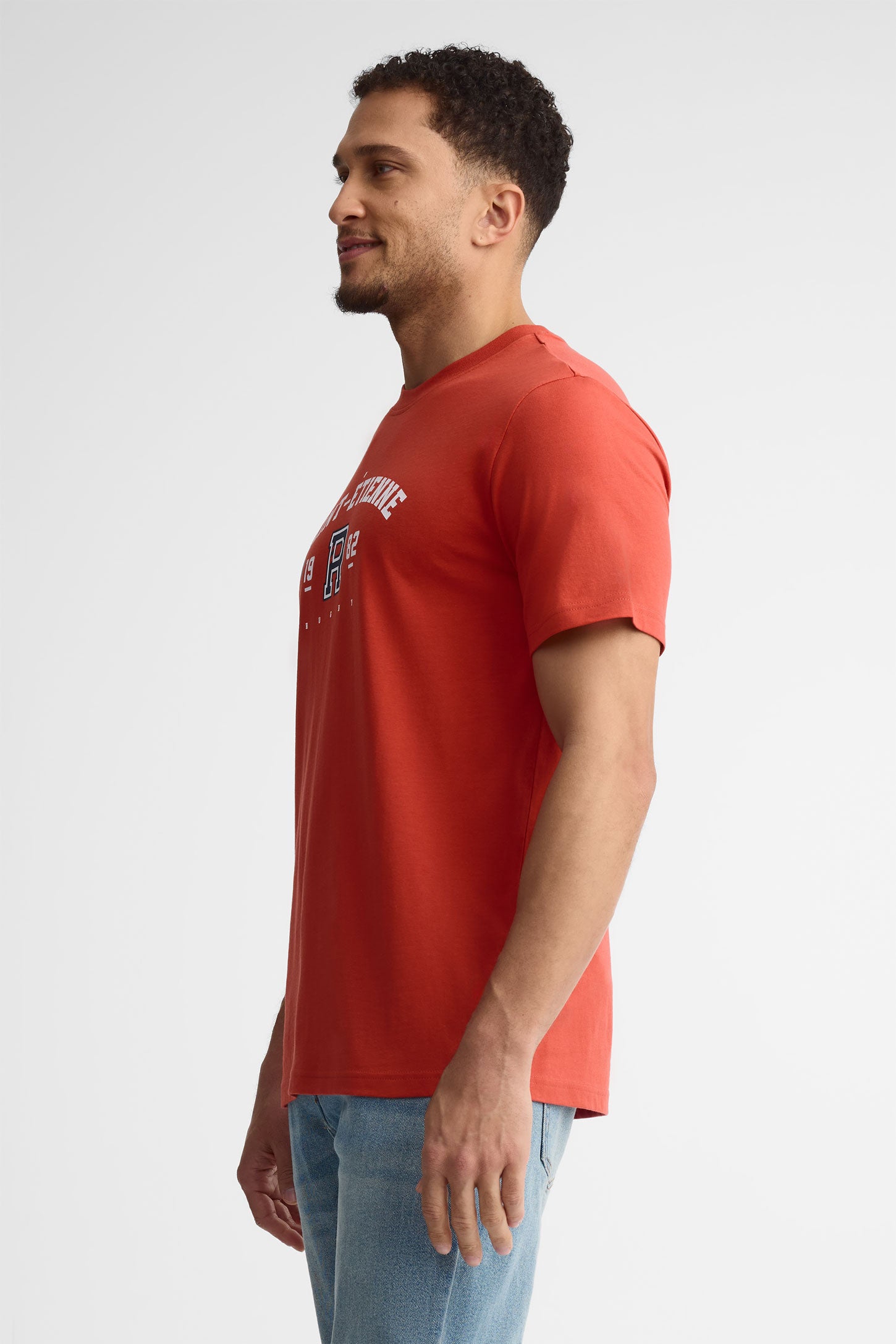 T-shirt col rond imprimé coton, 2/30$ - Homme && ROUGE