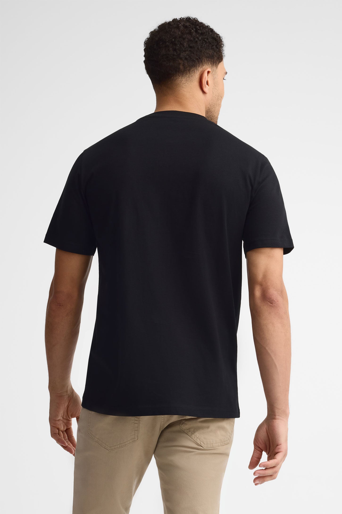T-shirt col rond imprimé coton, 2/30$ - Homme && NOIR