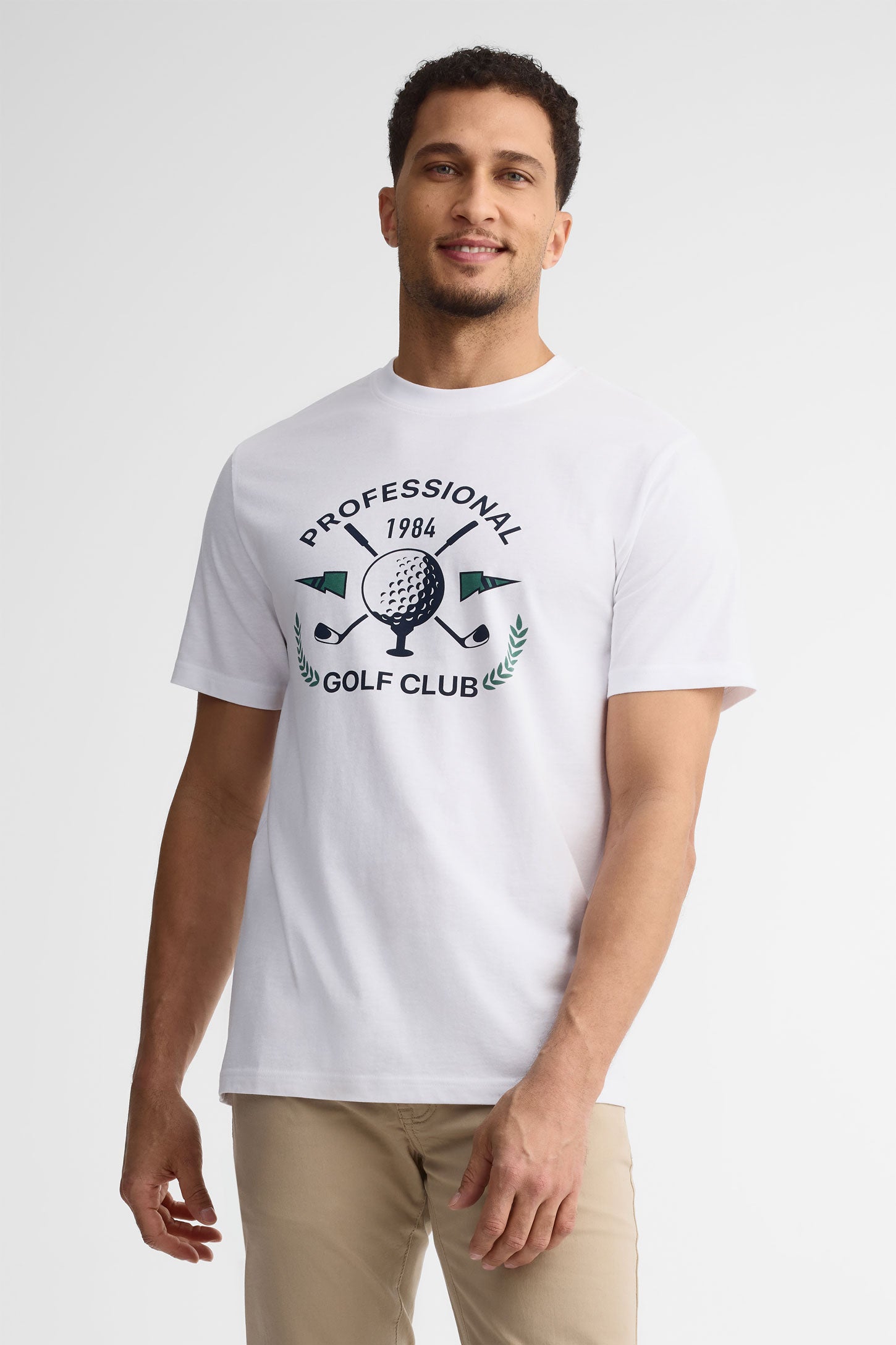 T-shirt col rond imprimé coton, 2/30$ - Homme && BLANC