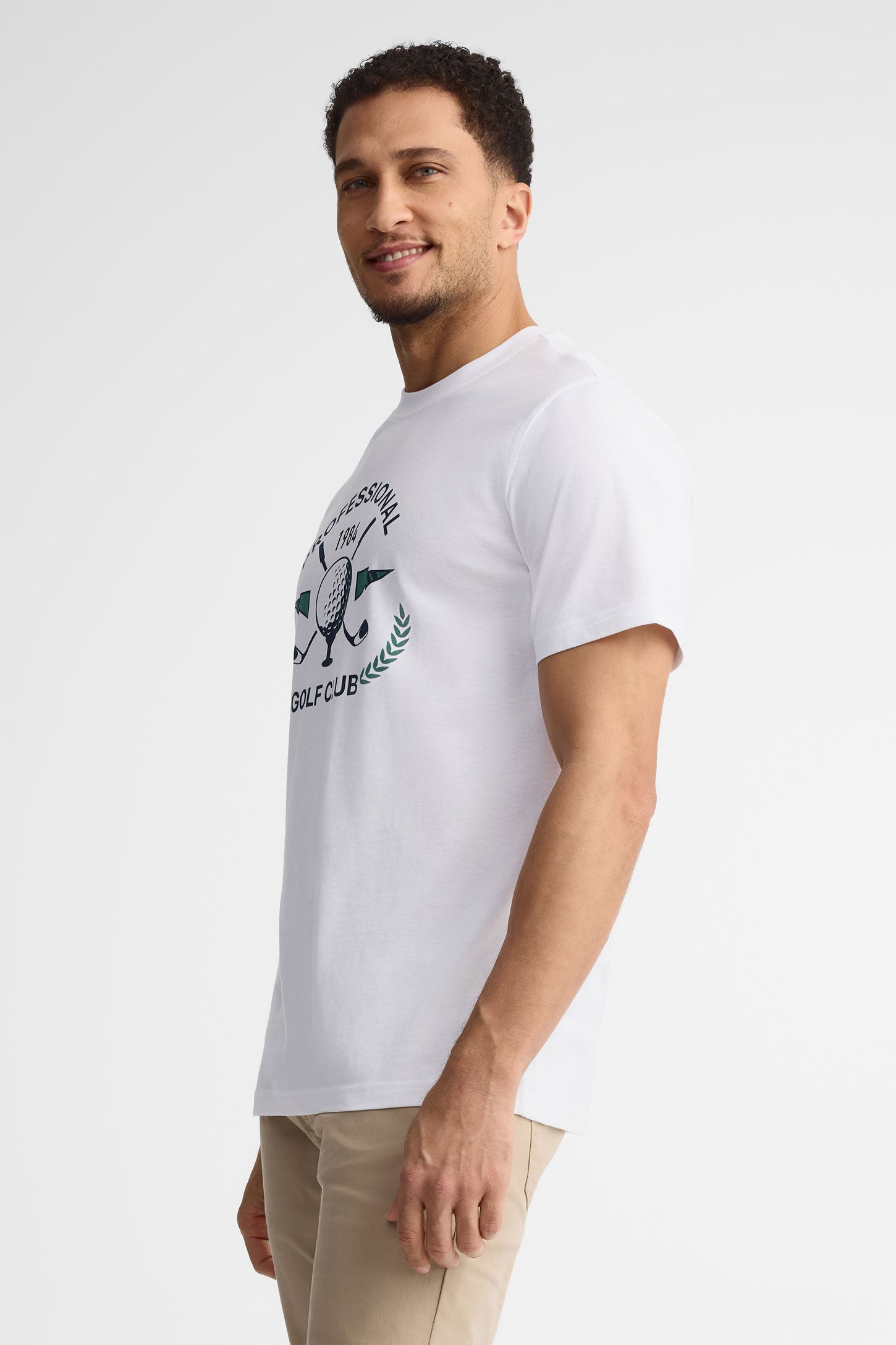 T-shirt col rond imprimé coton, 2/30$ - Homme && BLANC
