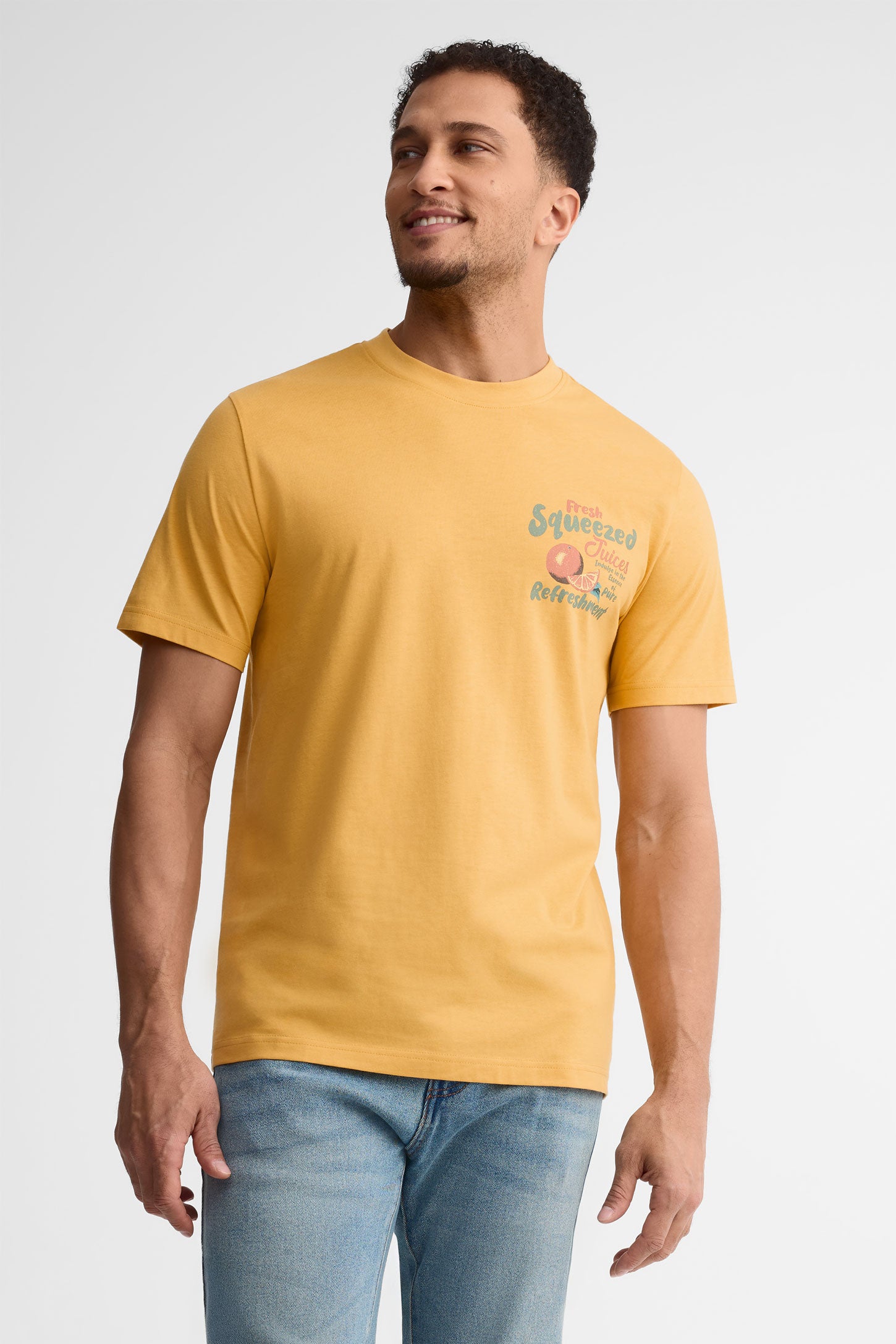 T-shirt col rond coton, 2/30$ - Homme && JAUNE/MULTI