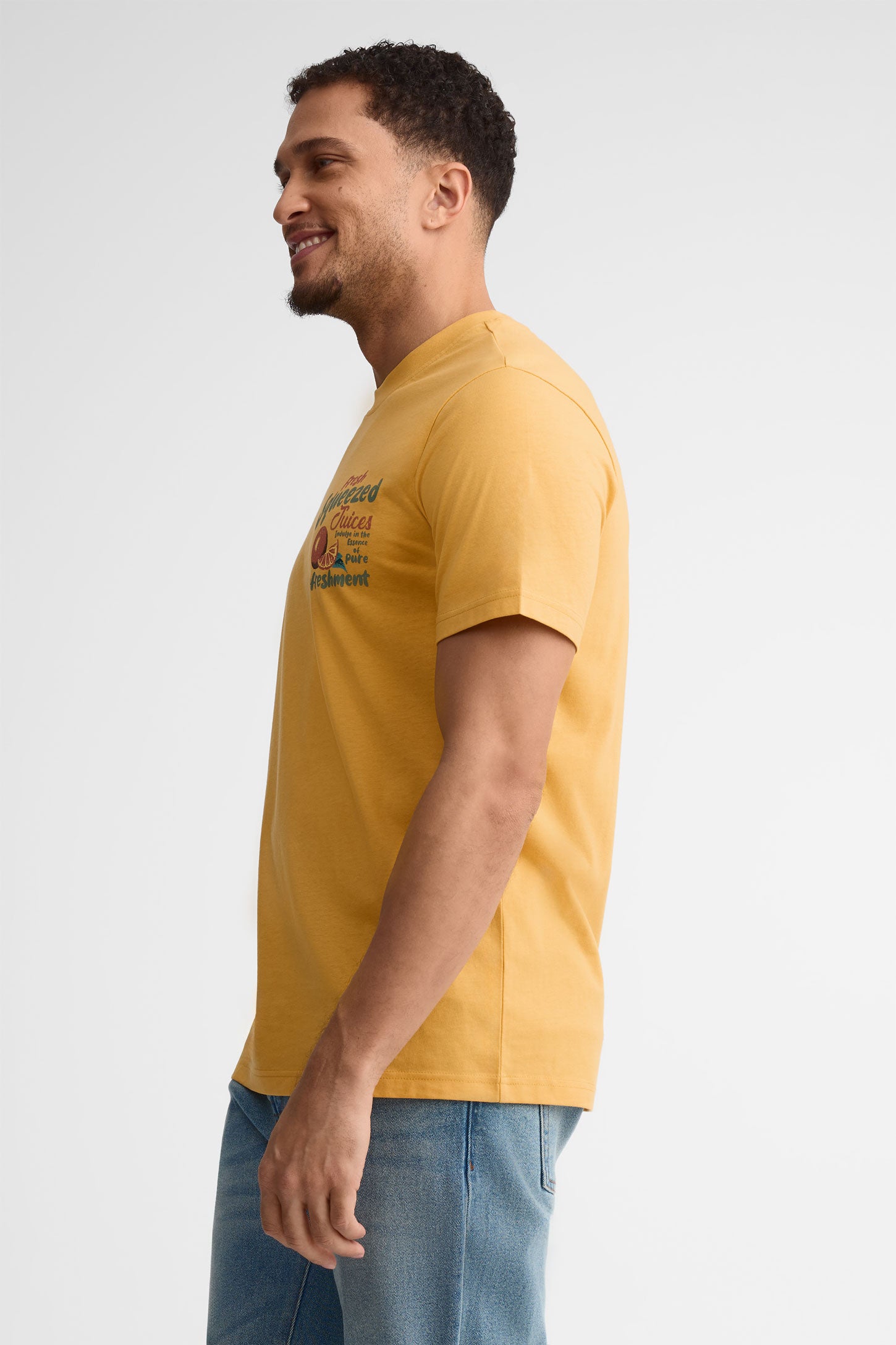 T-shirt col rond coton, 2/30$ - Homme && JAUNE/MULTI