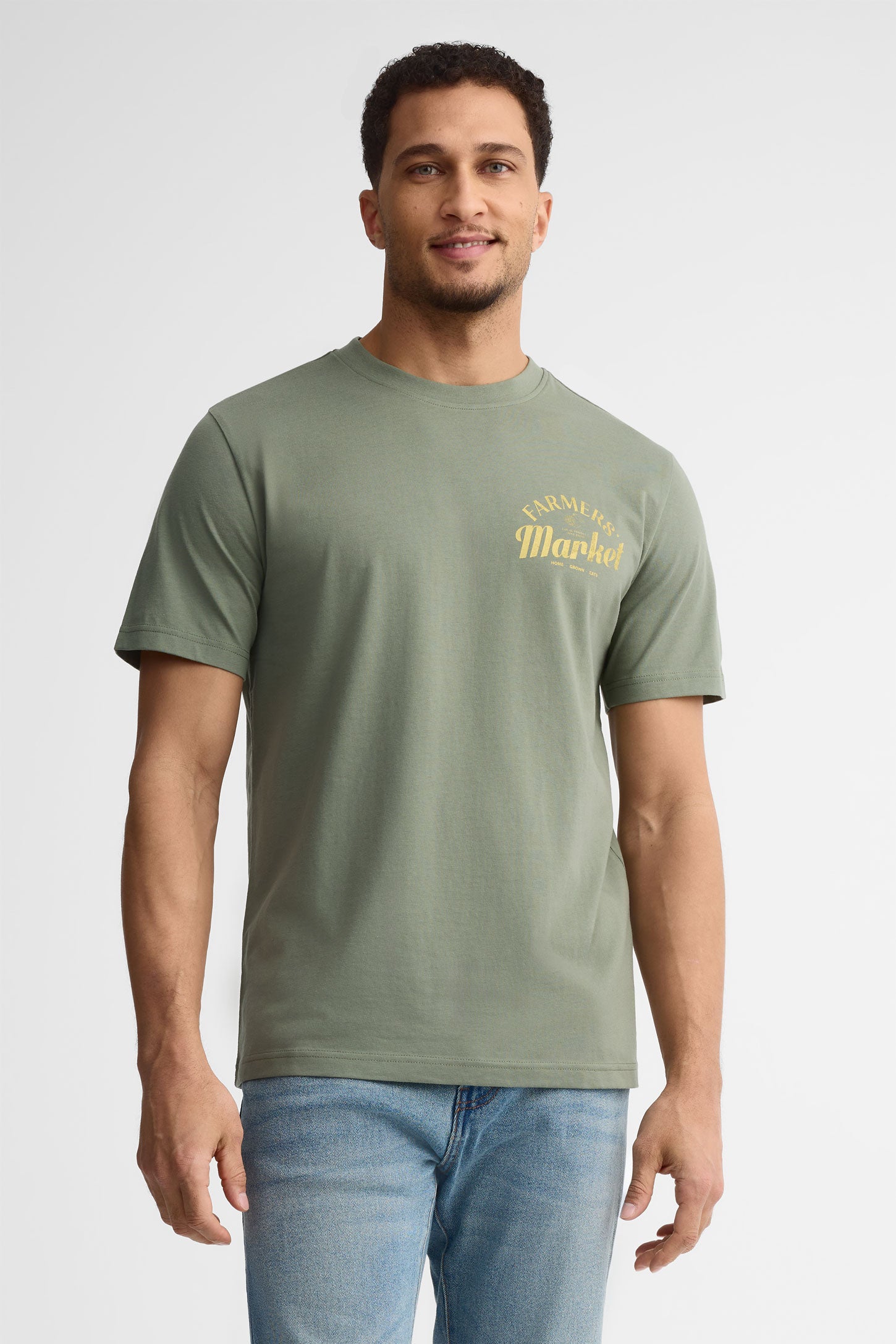 T-shirt col rond coton, 2/30$ - Homme && KAKI/MULTI