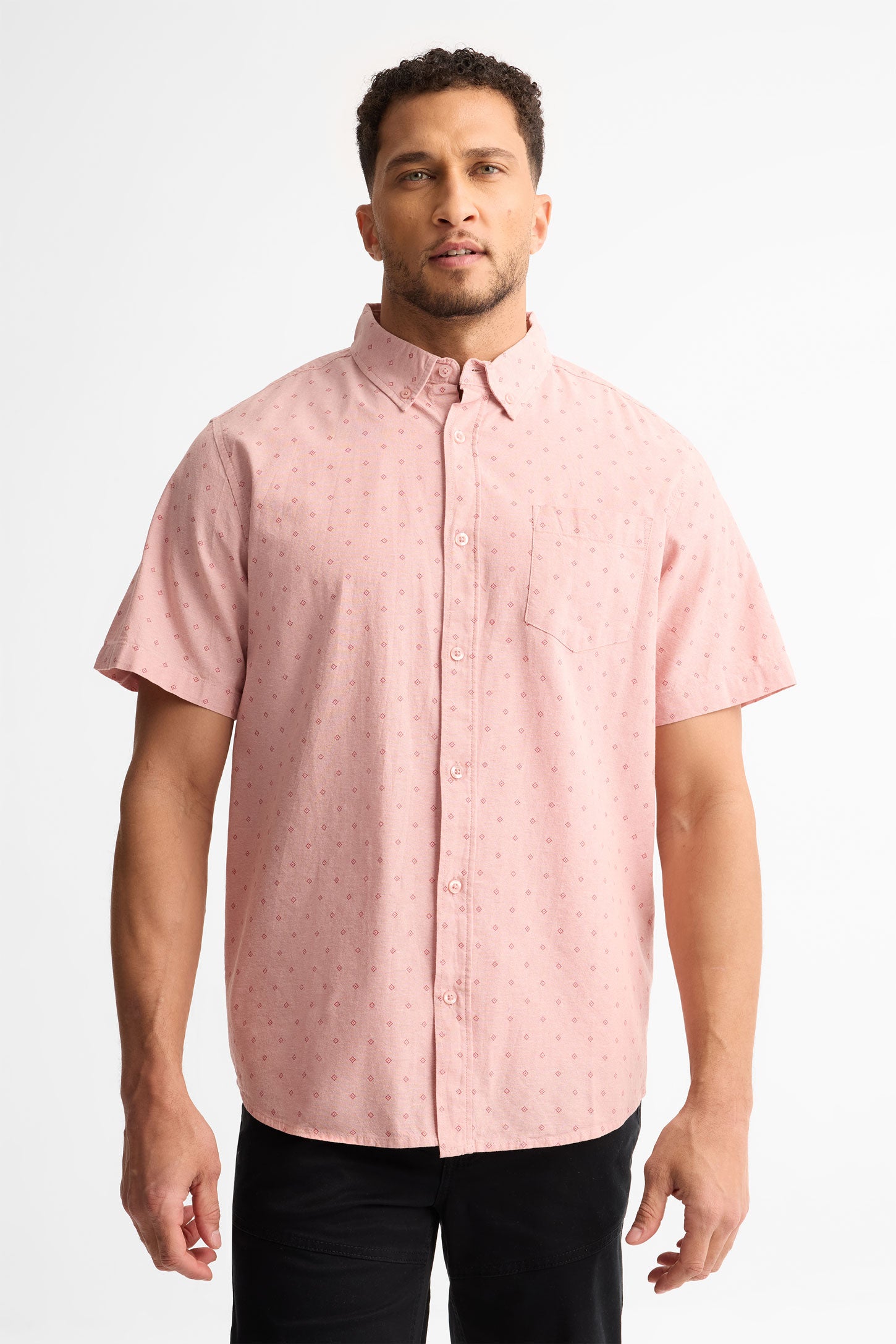 Chemise manches courtes coupe régulière - Homme && ROSE MULTI