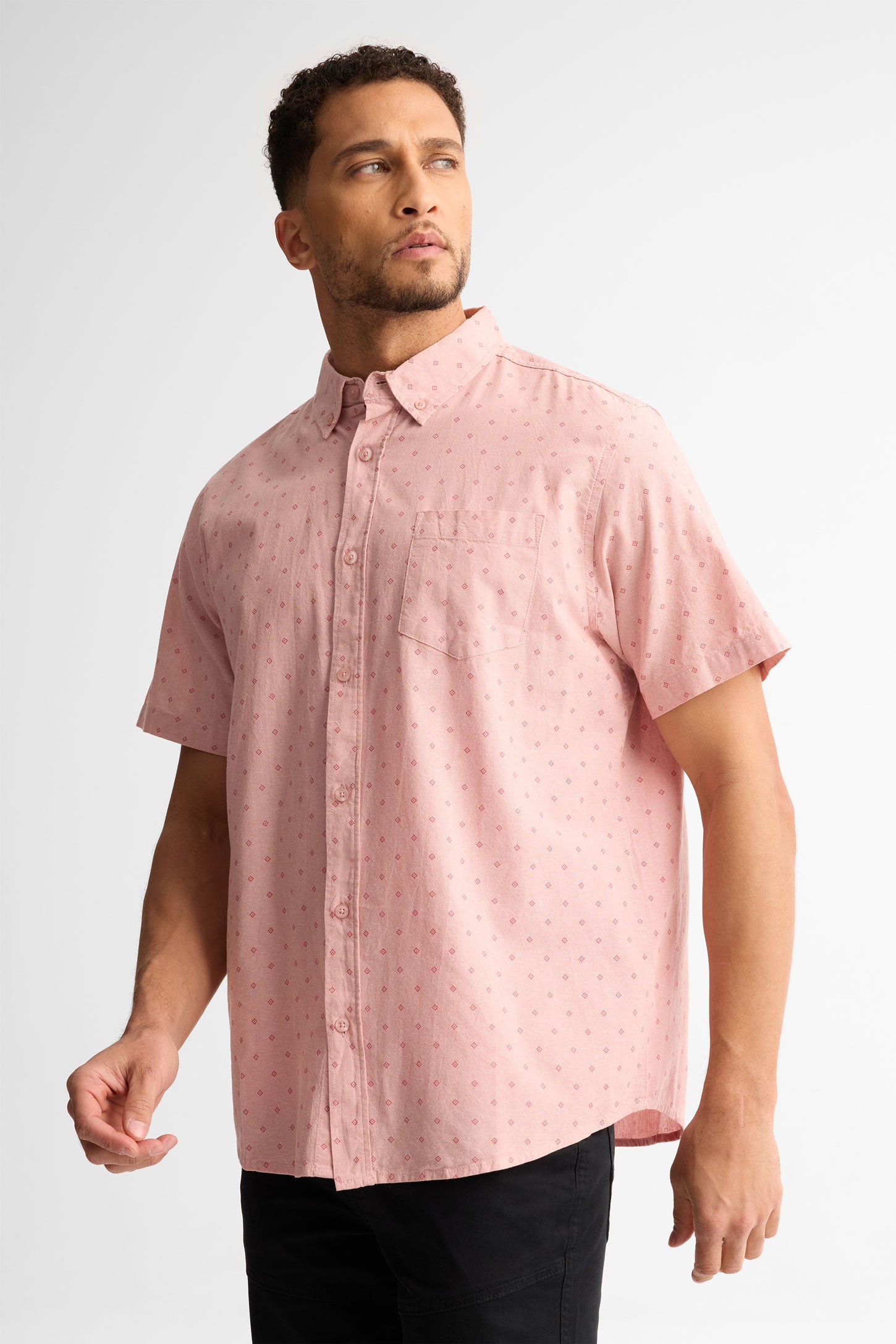 Chemise manches courtes coupe régulière - Homme && ROSE MULTI