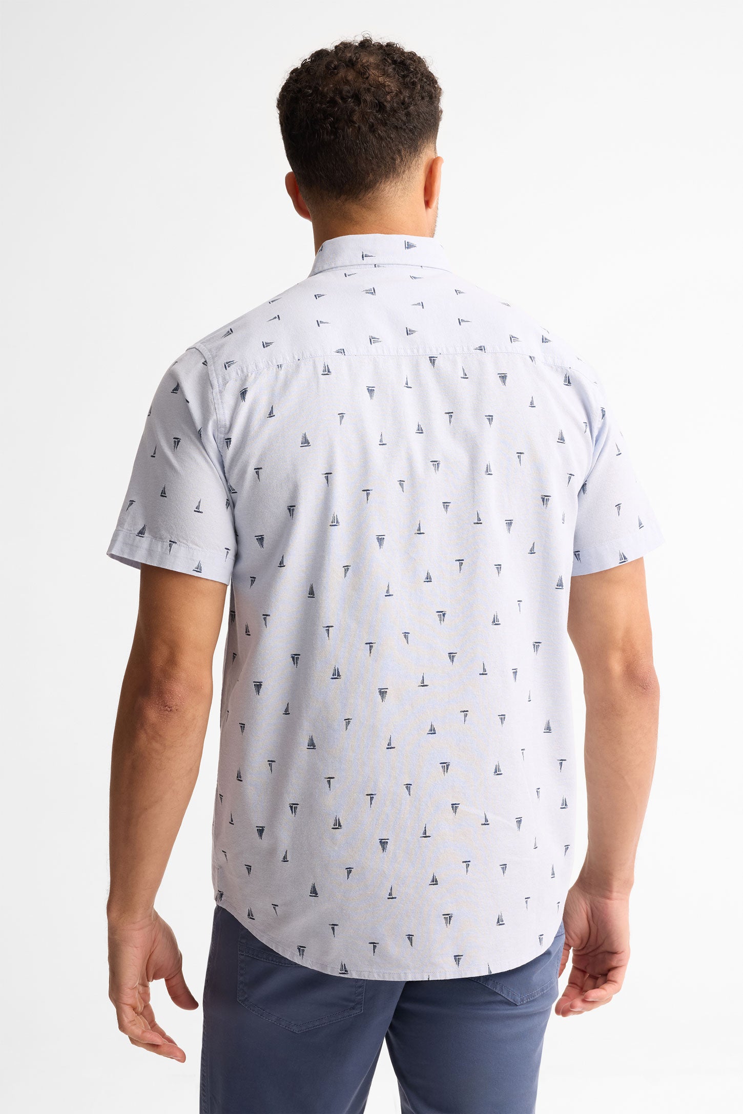 Chemise manches courtes coupe régulière - Homme && BLEU MULTI