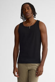 Camisole côtelée coupe ajustée coton - Homme && NOIR