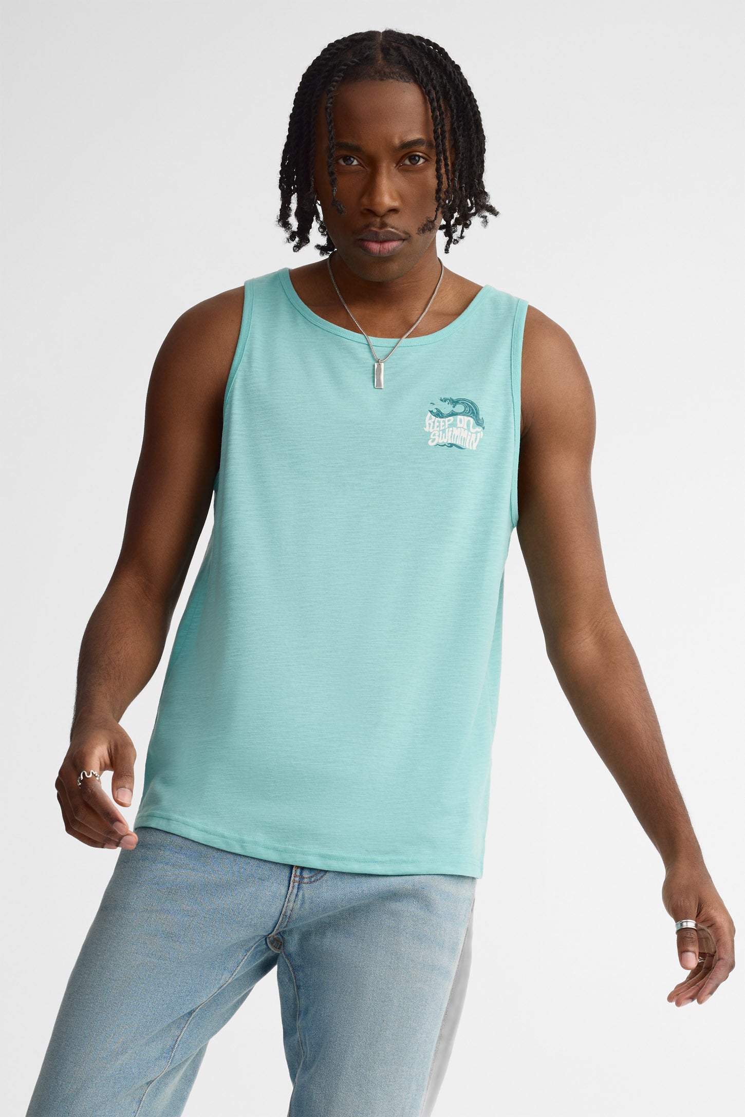 Camisole coupe semi-ajustée coton - Homme && TURQUOISE/MULTI