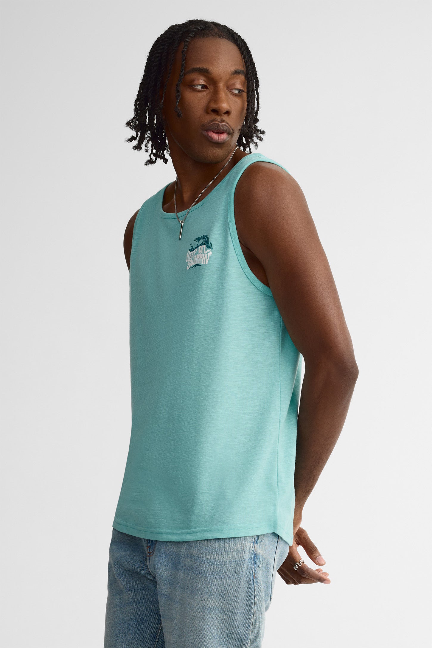 Camisole coupe semi-ajustée coton - Homme && TURQUOISE/MULTI