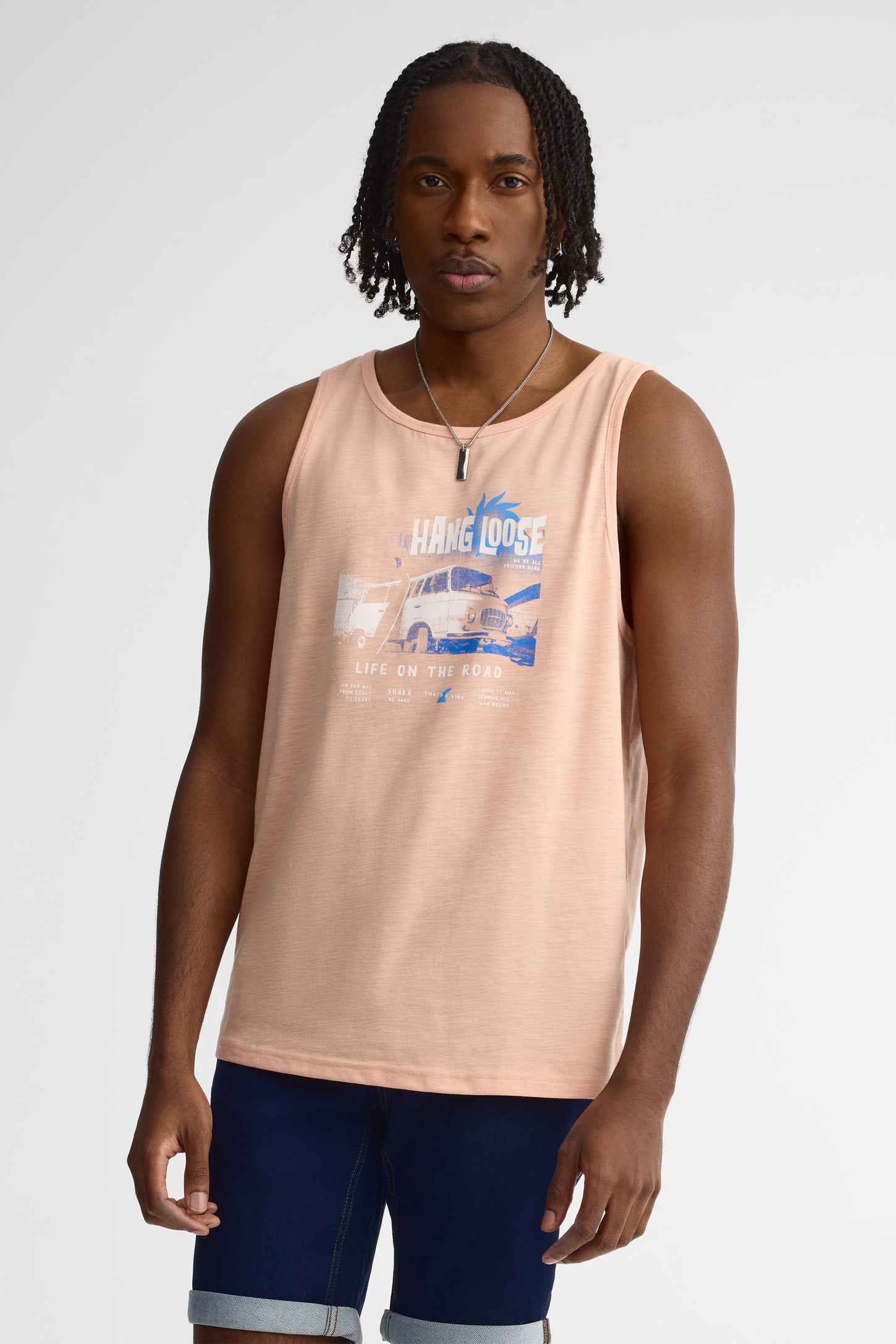 Camisole coupe semi-ajustée coton - Homme && ORANGE MULTI