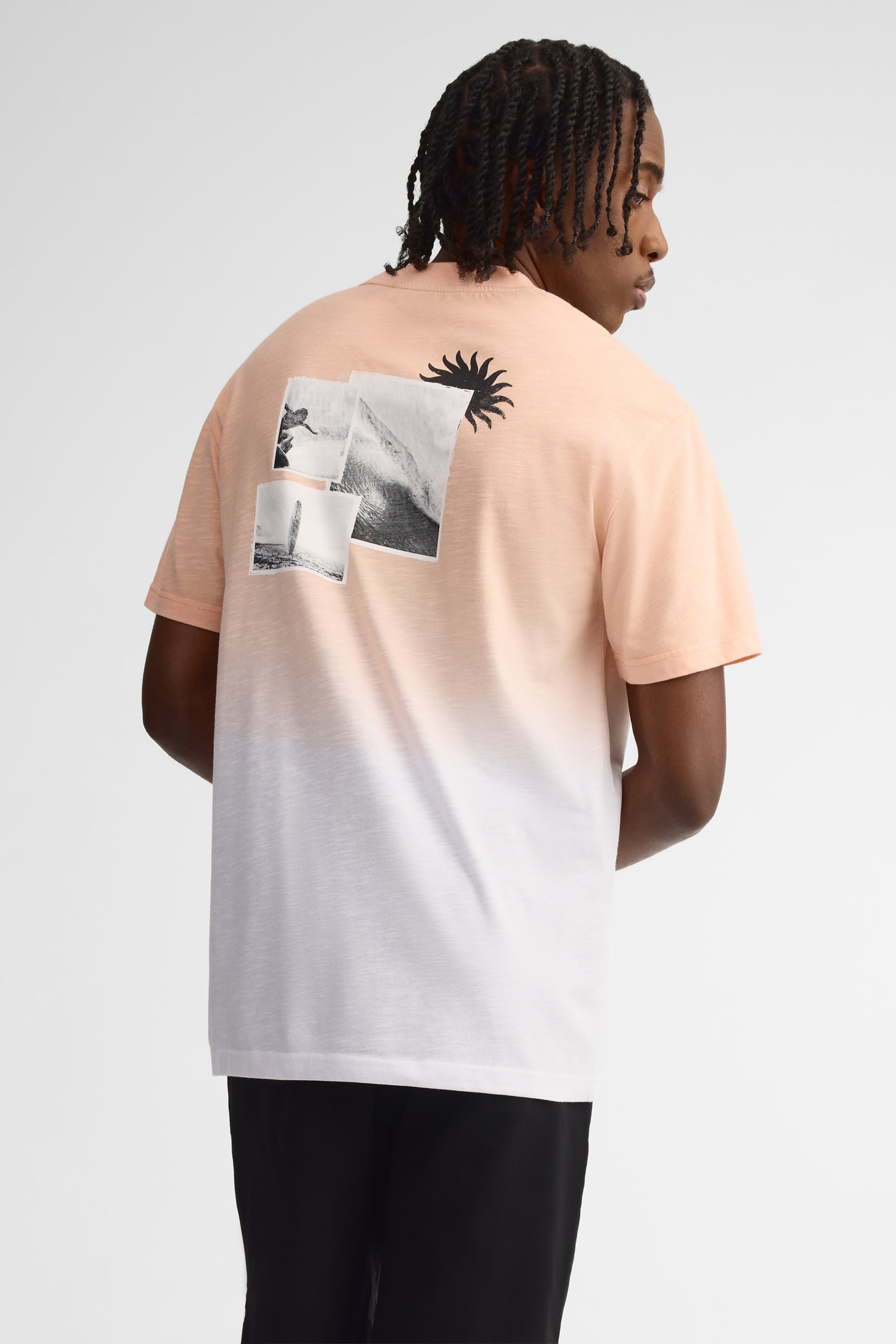 T-shirt col rond imprimé coton - Homme && ORANGE MULTI