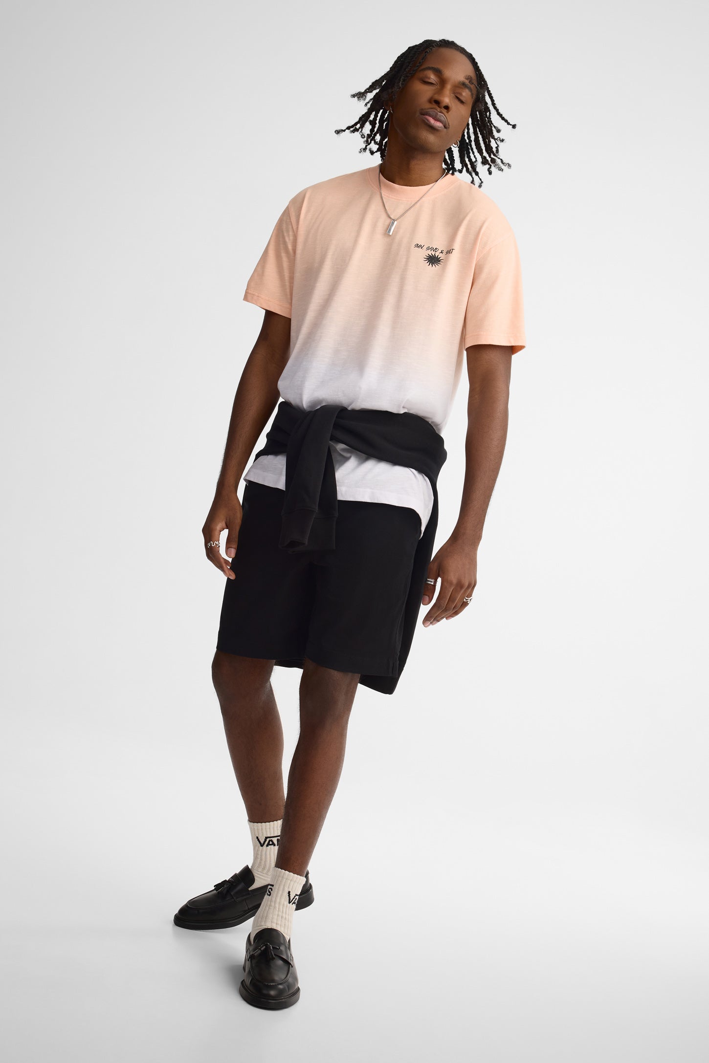 T-shirt col rond imprimé coton - Homme && ORANGE MULTI