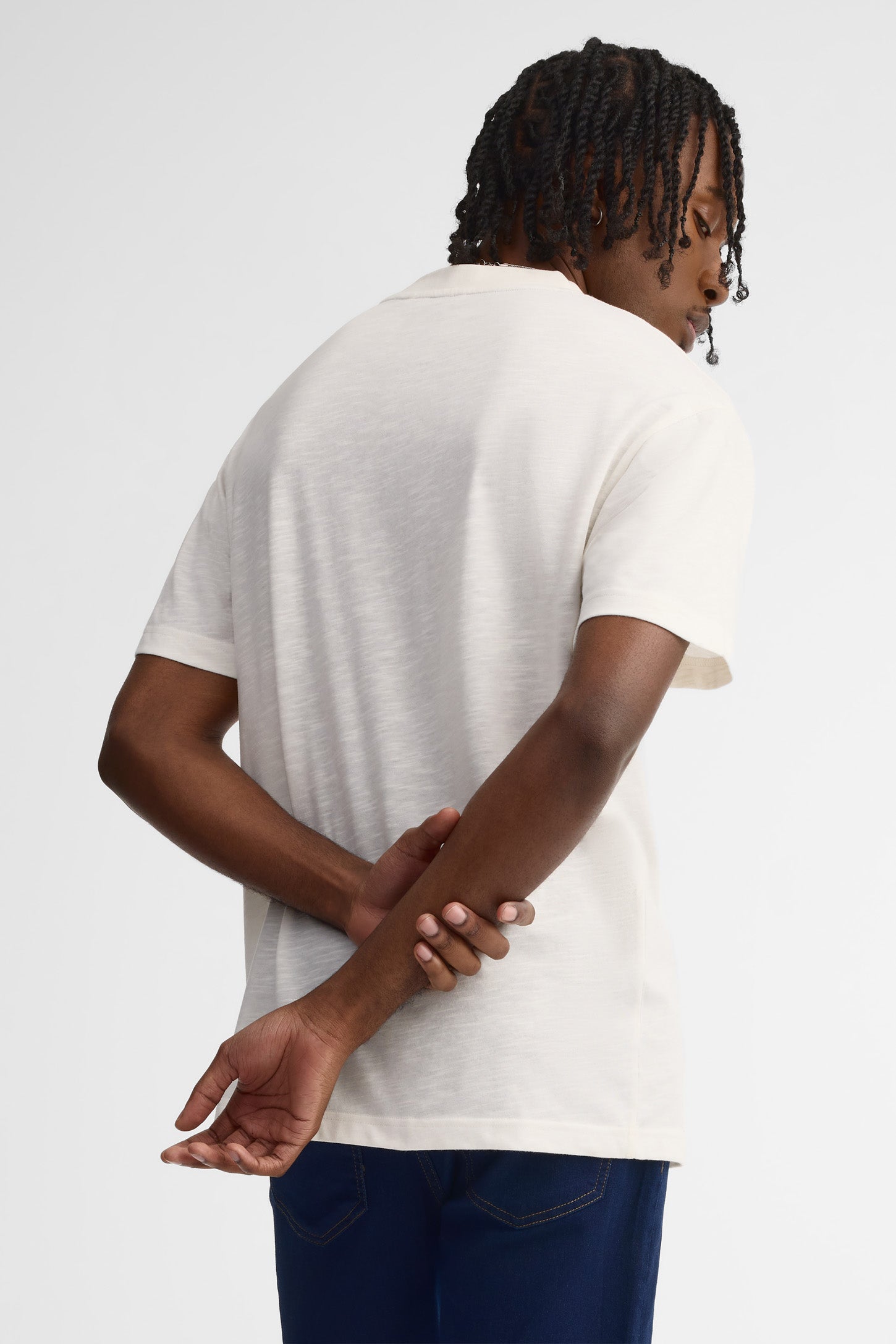 T-shirt col rond imprimé coton - Homme && BLANC CASSÉ/MULTI