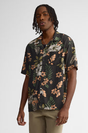 Chemise manches courtes coupe ample challis - Homme && NOIR/MULTI