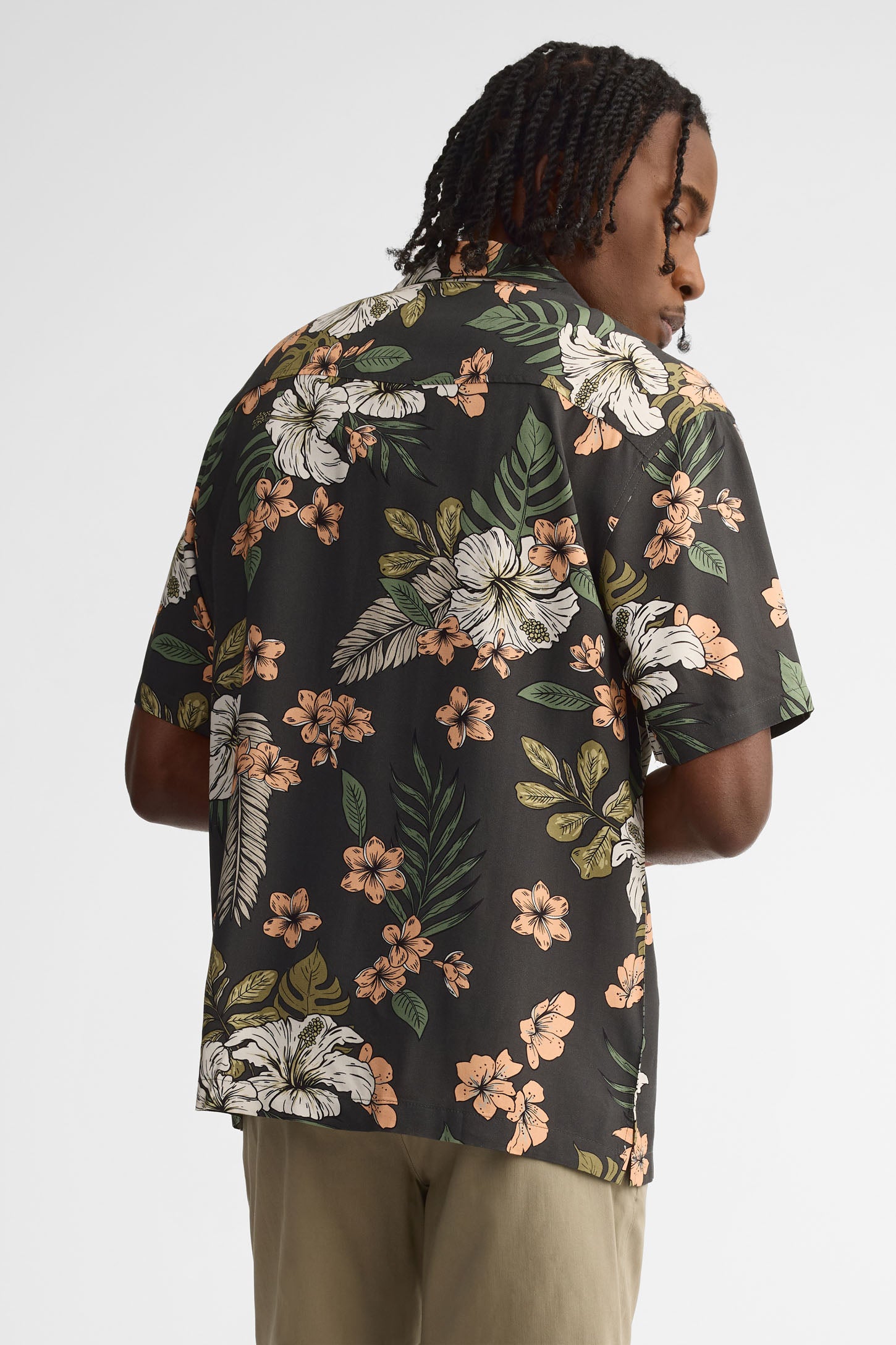 Chemise manches courtes coupe ample challis - Homme && NOIR/MULTI