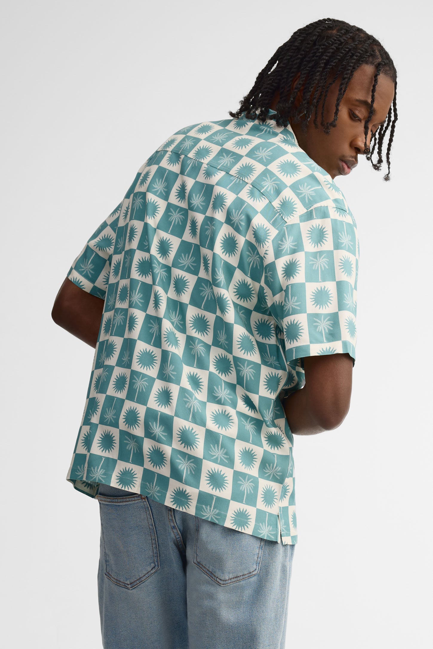 Chemise manches courtes coupe ample challis - Homme && TURQUOISE/MULTI