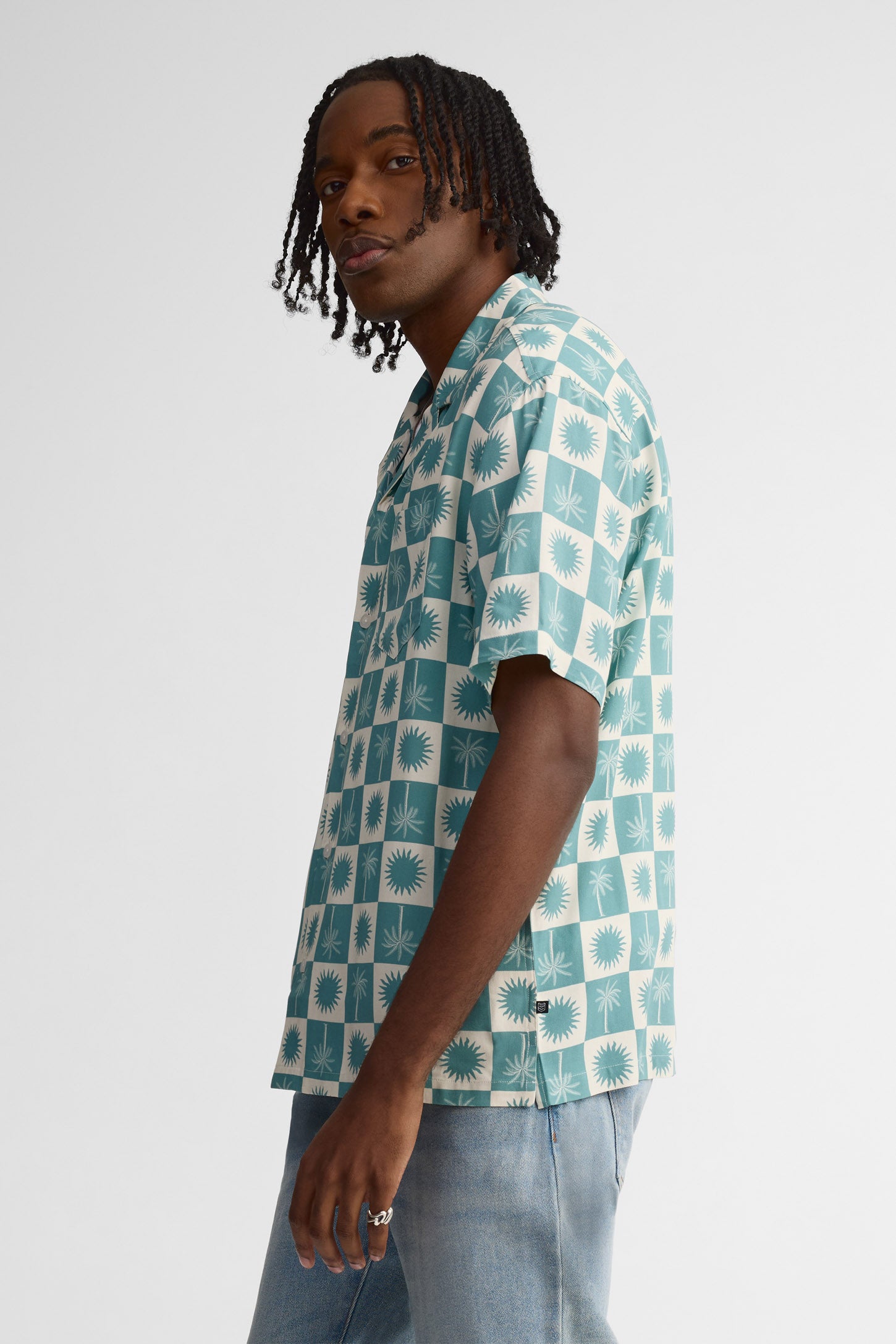Chemise manches courtes coupe ample challis - Homme && TURQUOISE/MULTI