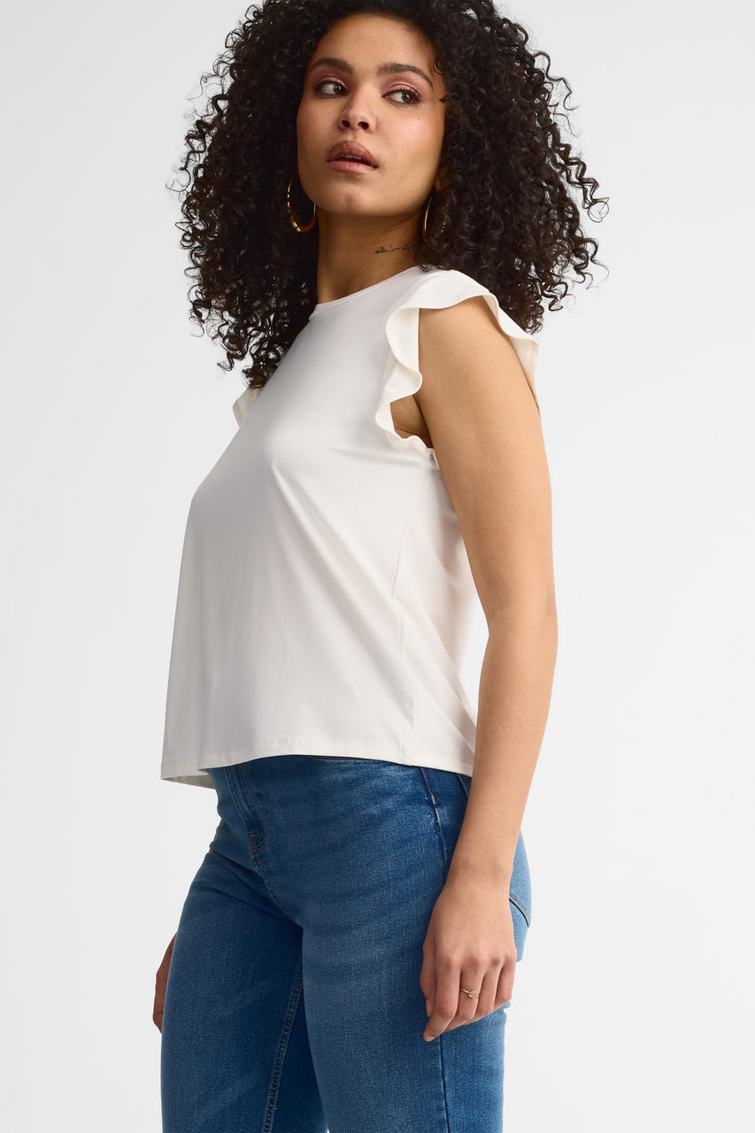 T-shirt manches courtes flottantes bambou - Femme && BLANC