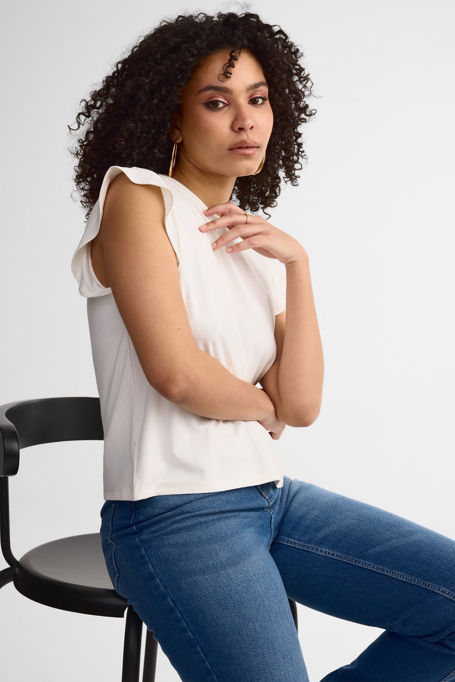 T-shirt manches courtes flottantes bambou - Femme && BLANC