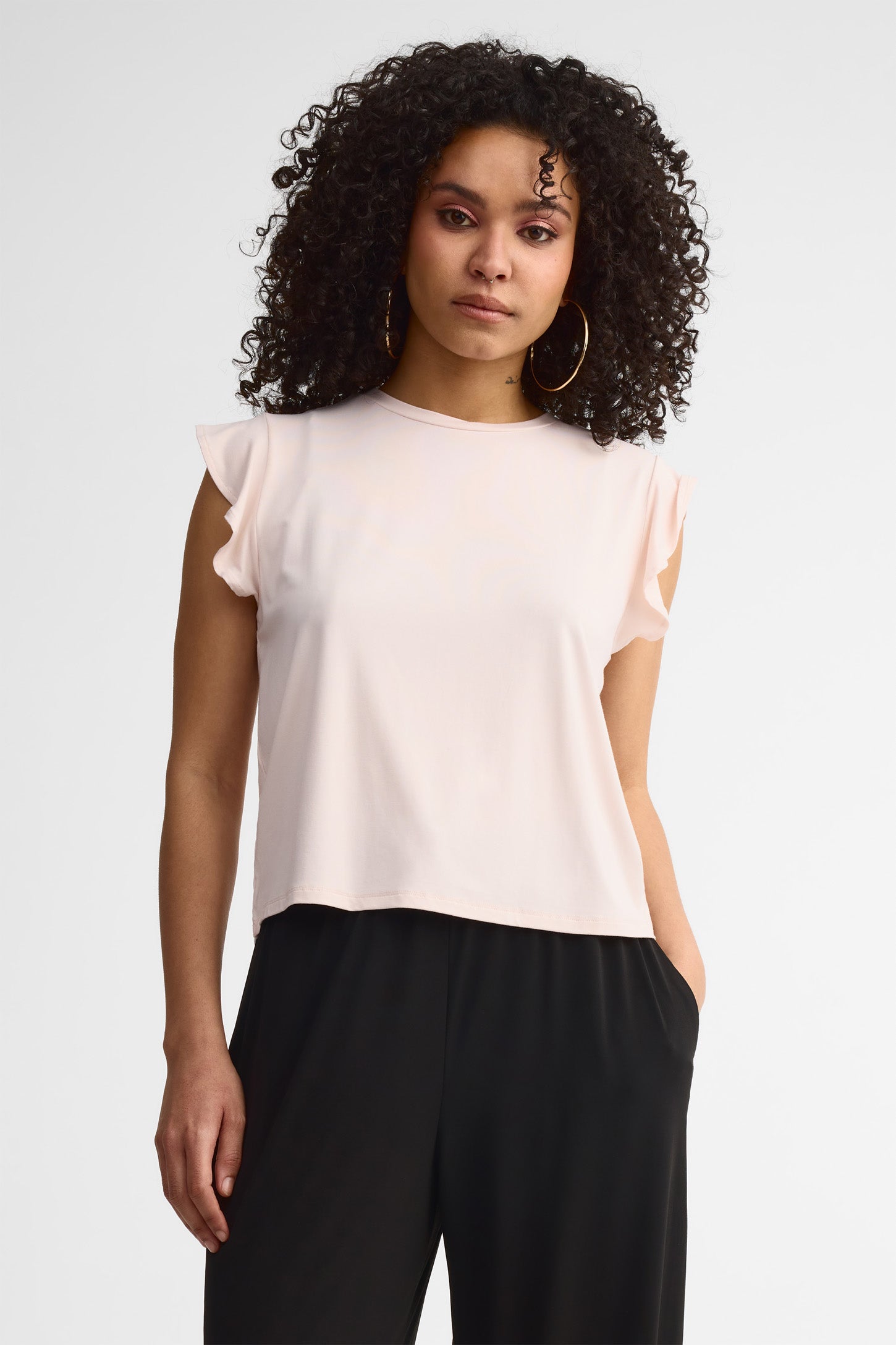 T-shirt manches courtes flottantes bambou - Femme && ROSE PALE