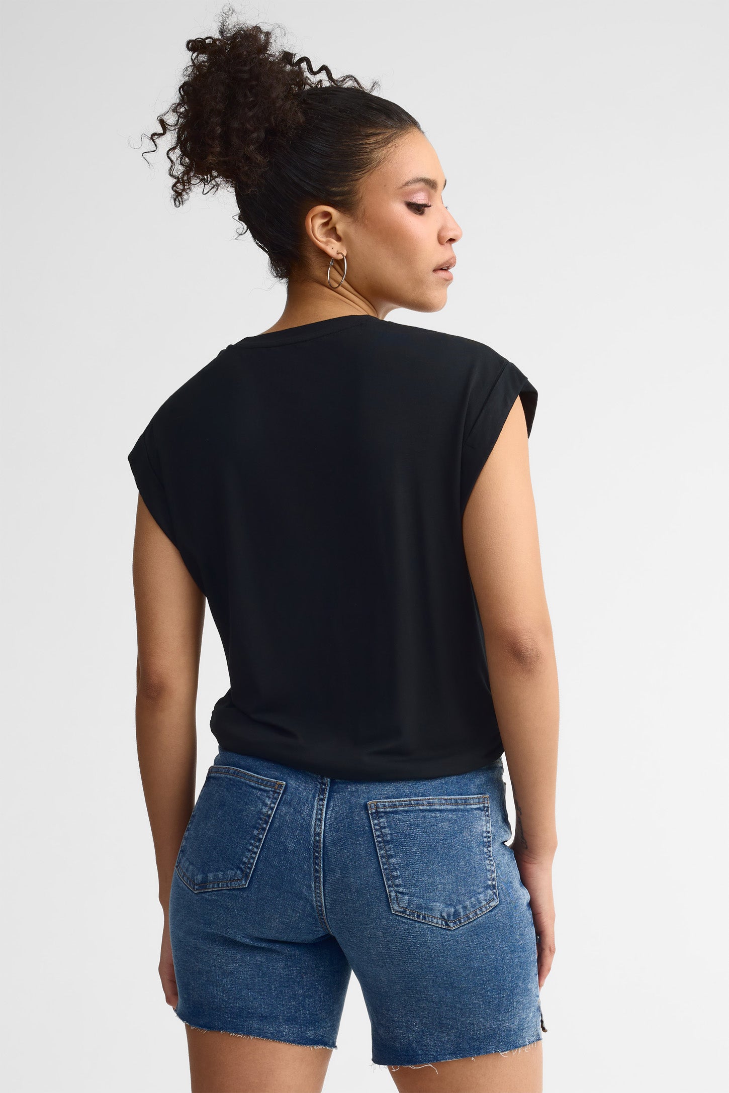 T-shirt col rond bambou - Femme && NOIR