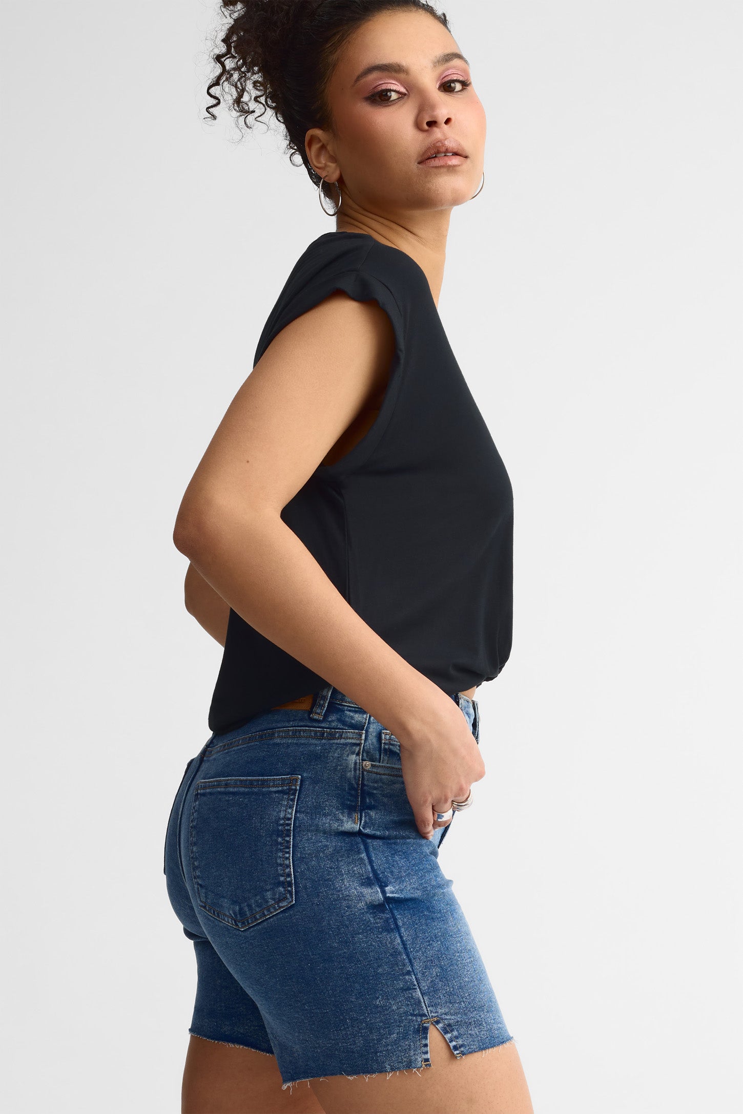 T-shirt col rond bambou - Femme && NOIR