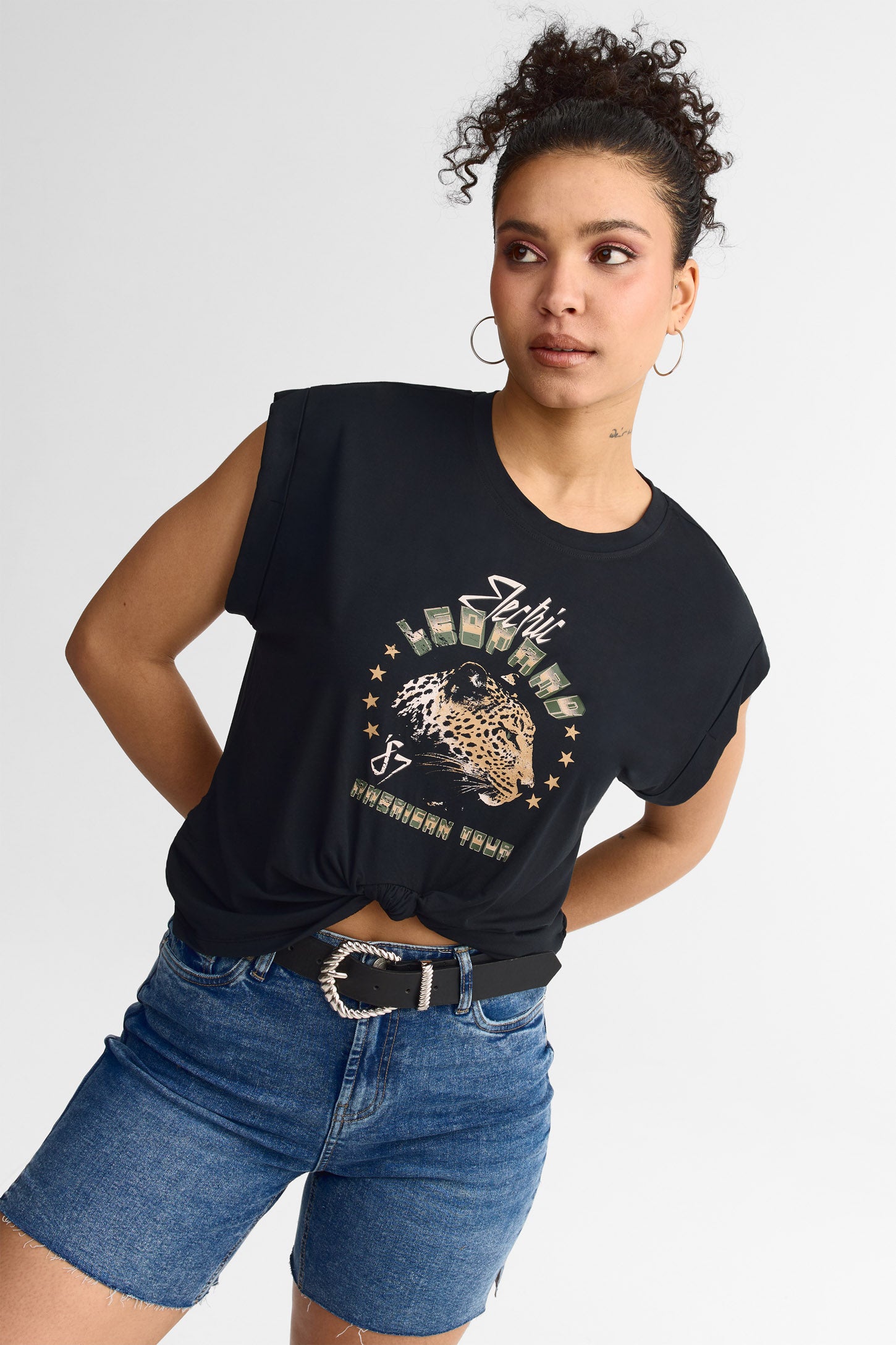 T-shirt col rond bambou - Femme && NOIR