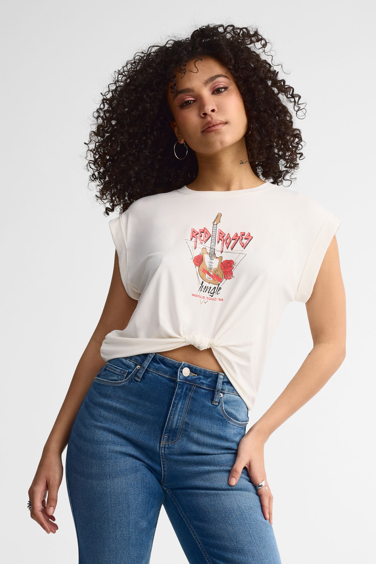 T-shirt col rond bambou - Femme && BLANC