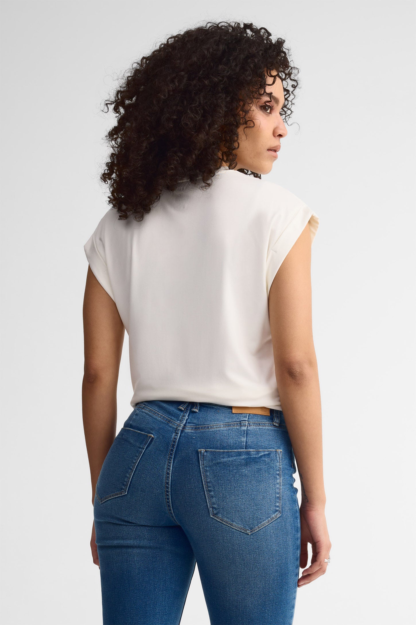 T-shirt col rond bambou - Femme && BLANC