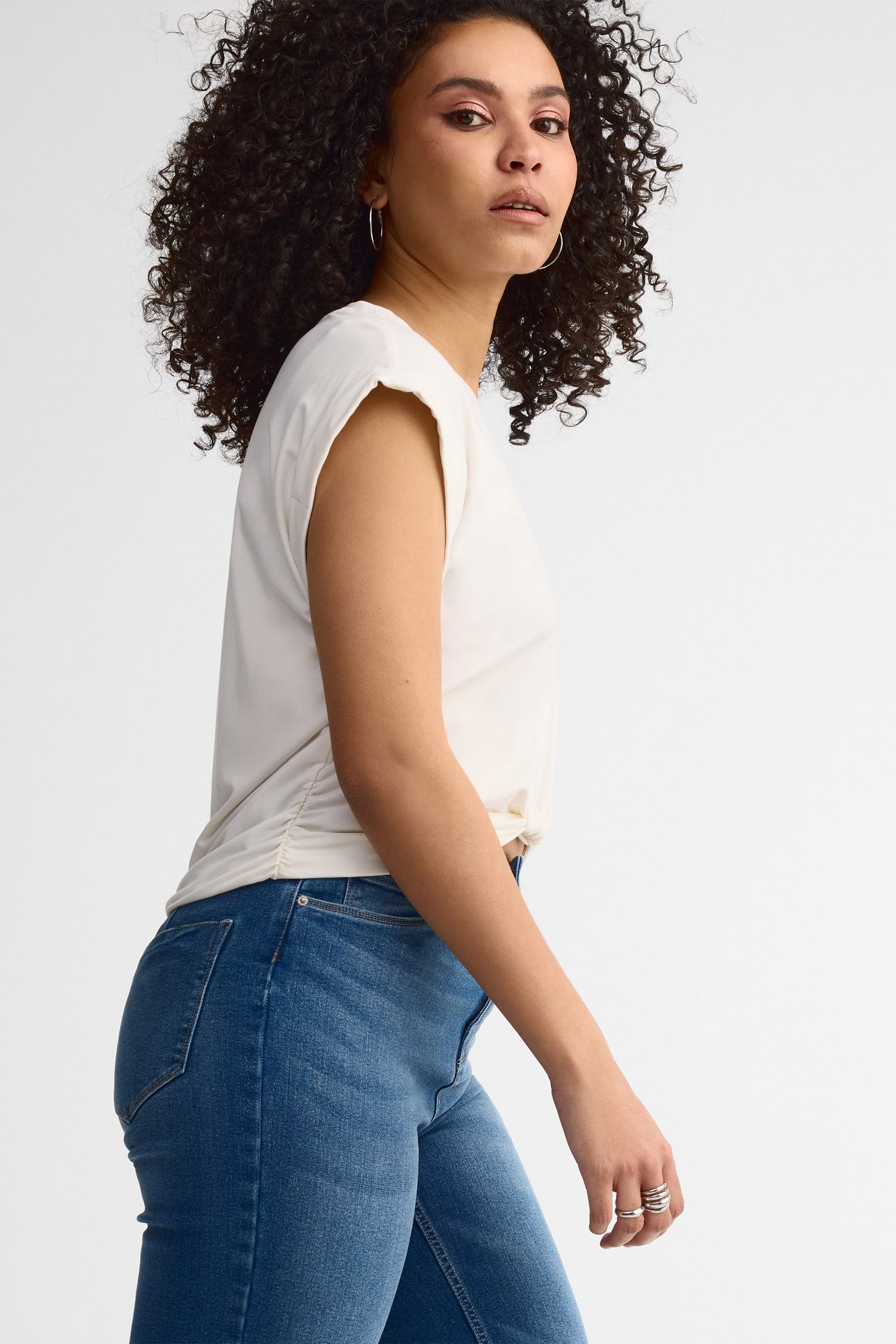 T-shirt col rond bambou - Femme && BLANC