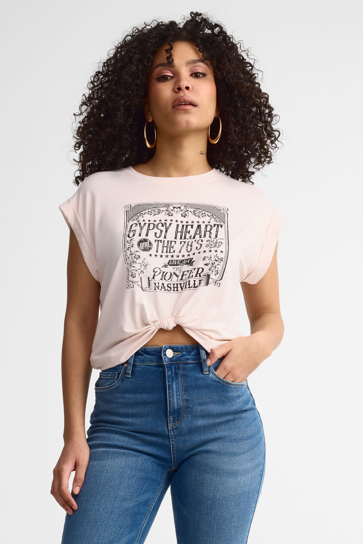 T-shirt col rond bambou - Femme && ROSE PALE