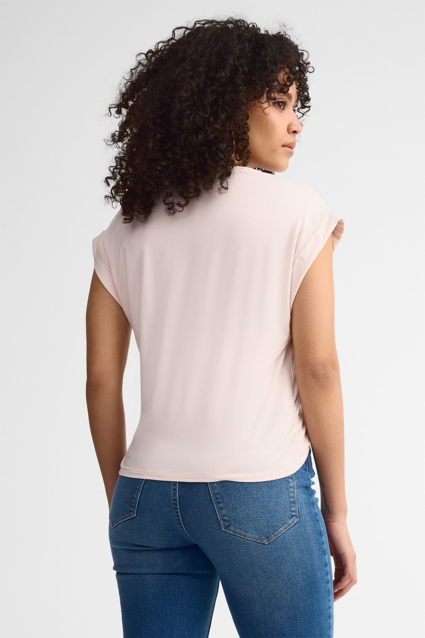 T-shirt col rond bambou - Femme && ROSE PALE
