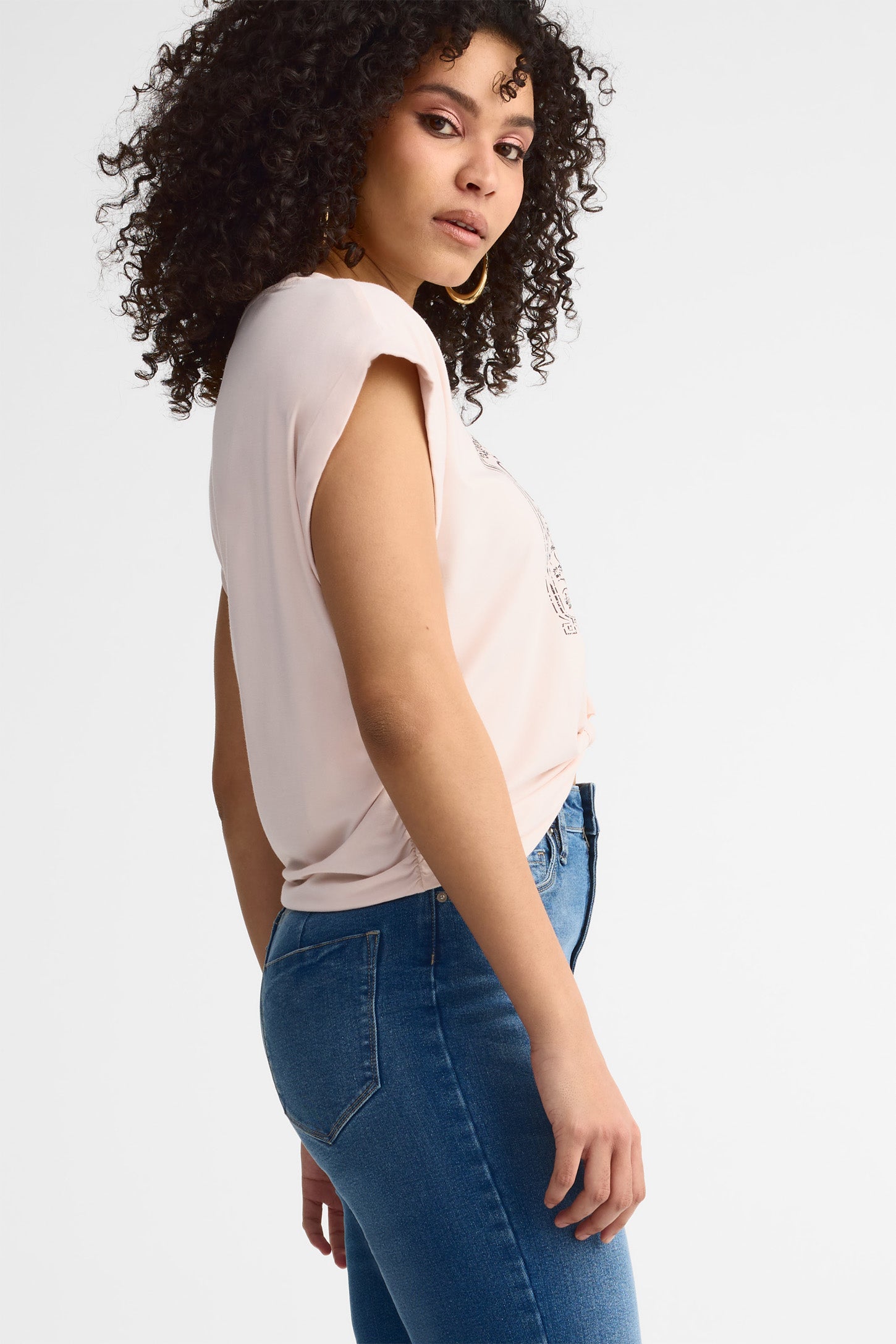 T-shirt col rond bambou - Femme && ROSE PALE