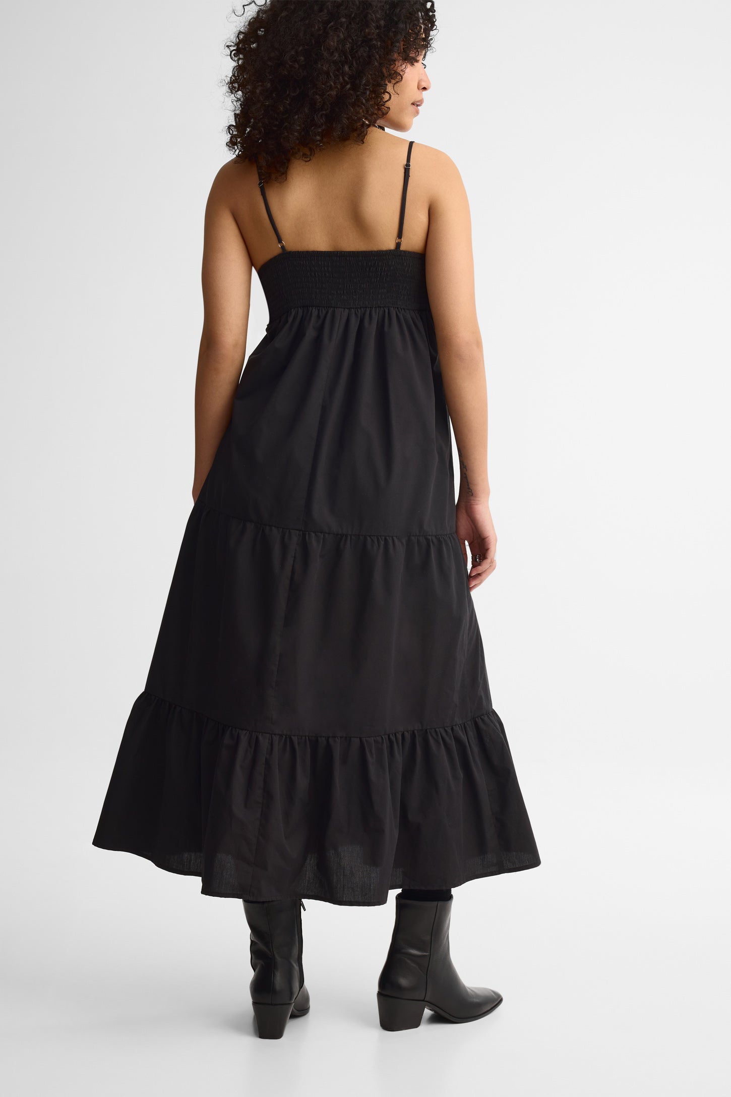 Robe maxi à bretelles coton - Femme && NOIR